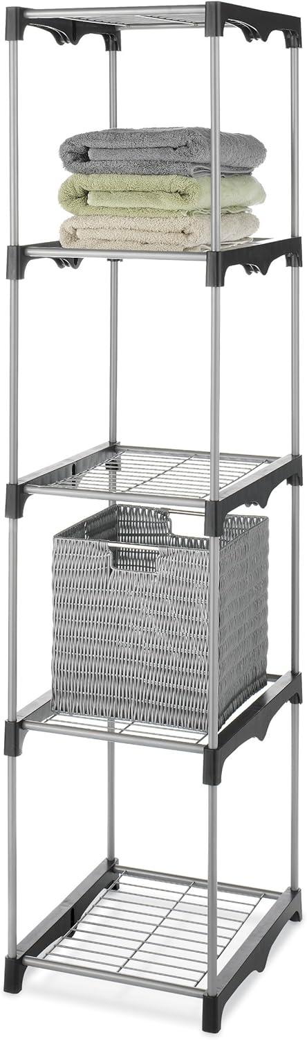 Whitmor 5-Tier Silver Steel Closet Organizer with Plastic Connectors