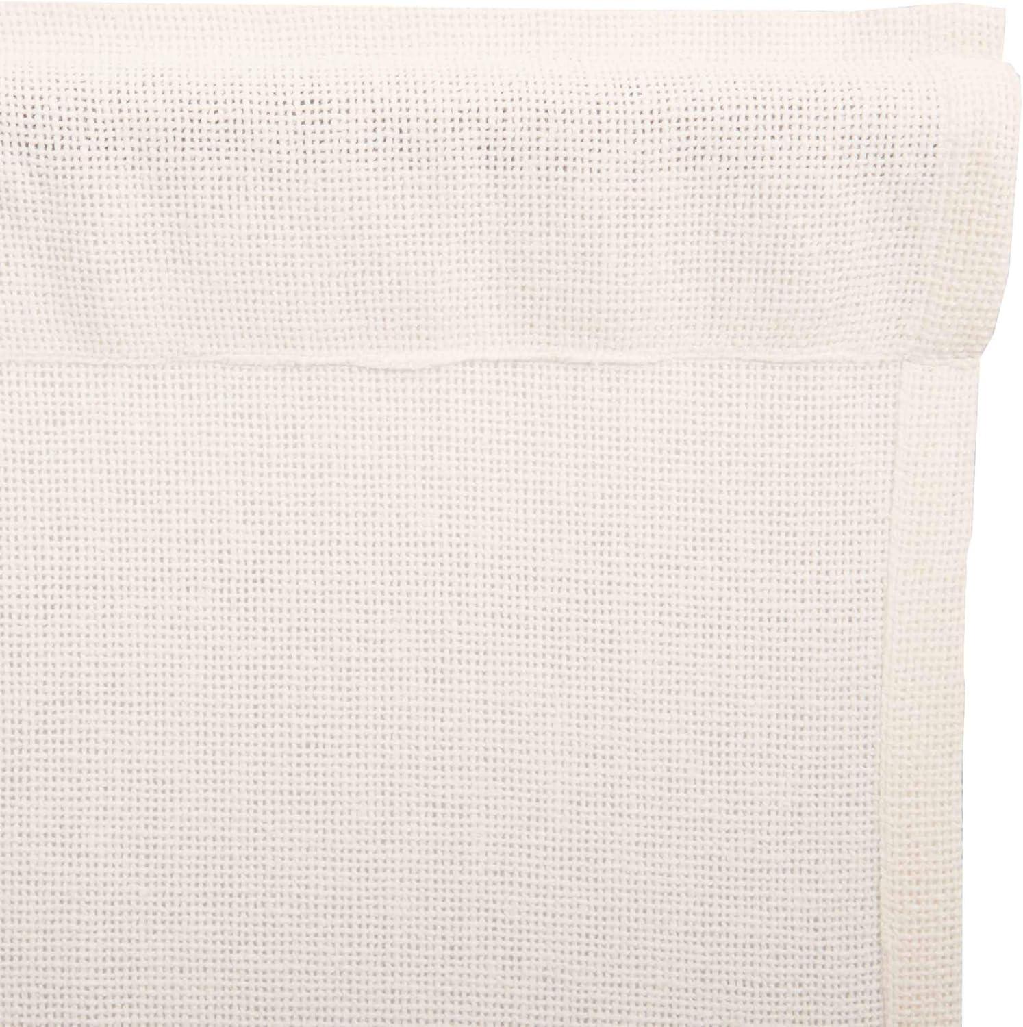 VHC Brands Burlap Chocolate Solid Color Cotton Farmhouse Kitchen Curtains Rod Pocket Drawstring Ties Prairie Swag Pair, Antique White