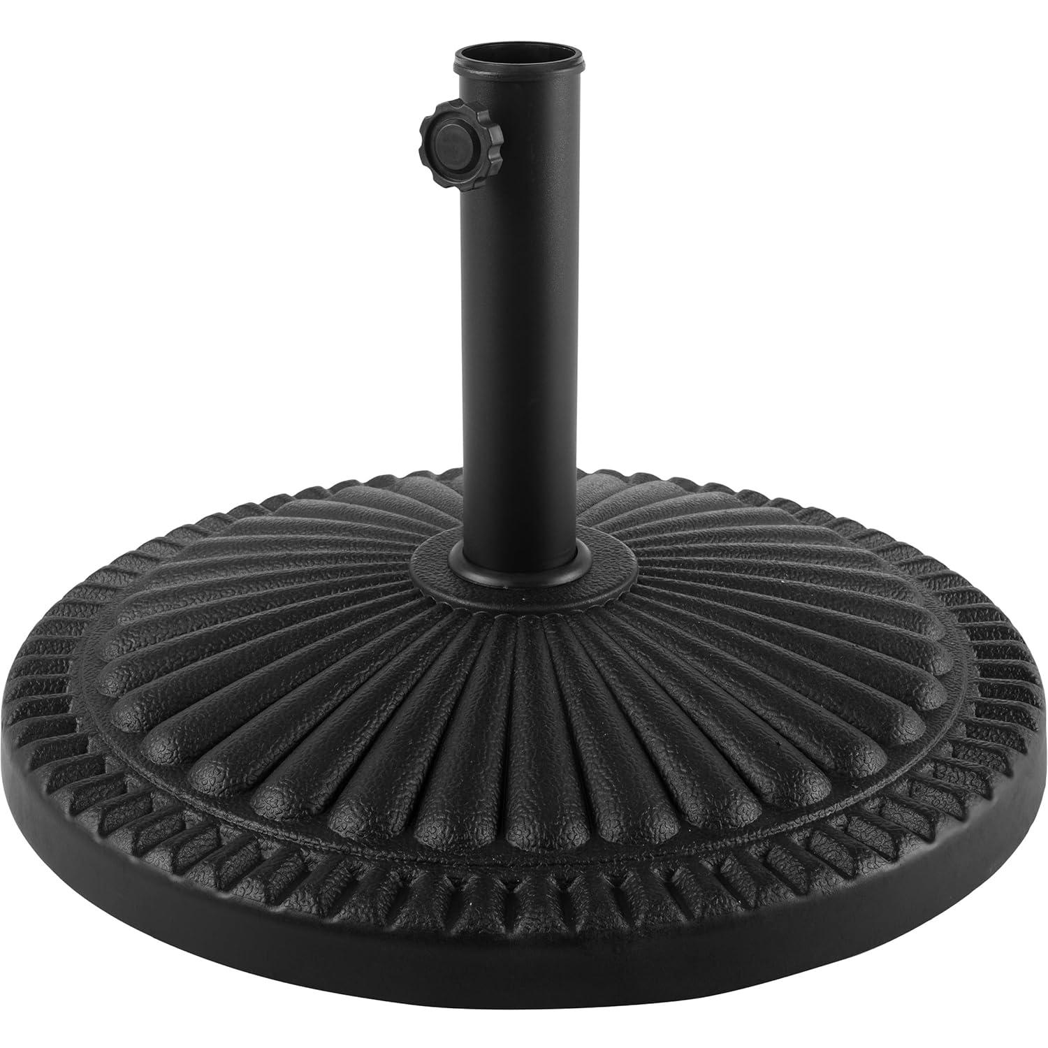 Pure Garden 39lb Round Outdoor Patio Umbrella Base Black: Resin & Cement, No Assembly, UV-Resistant