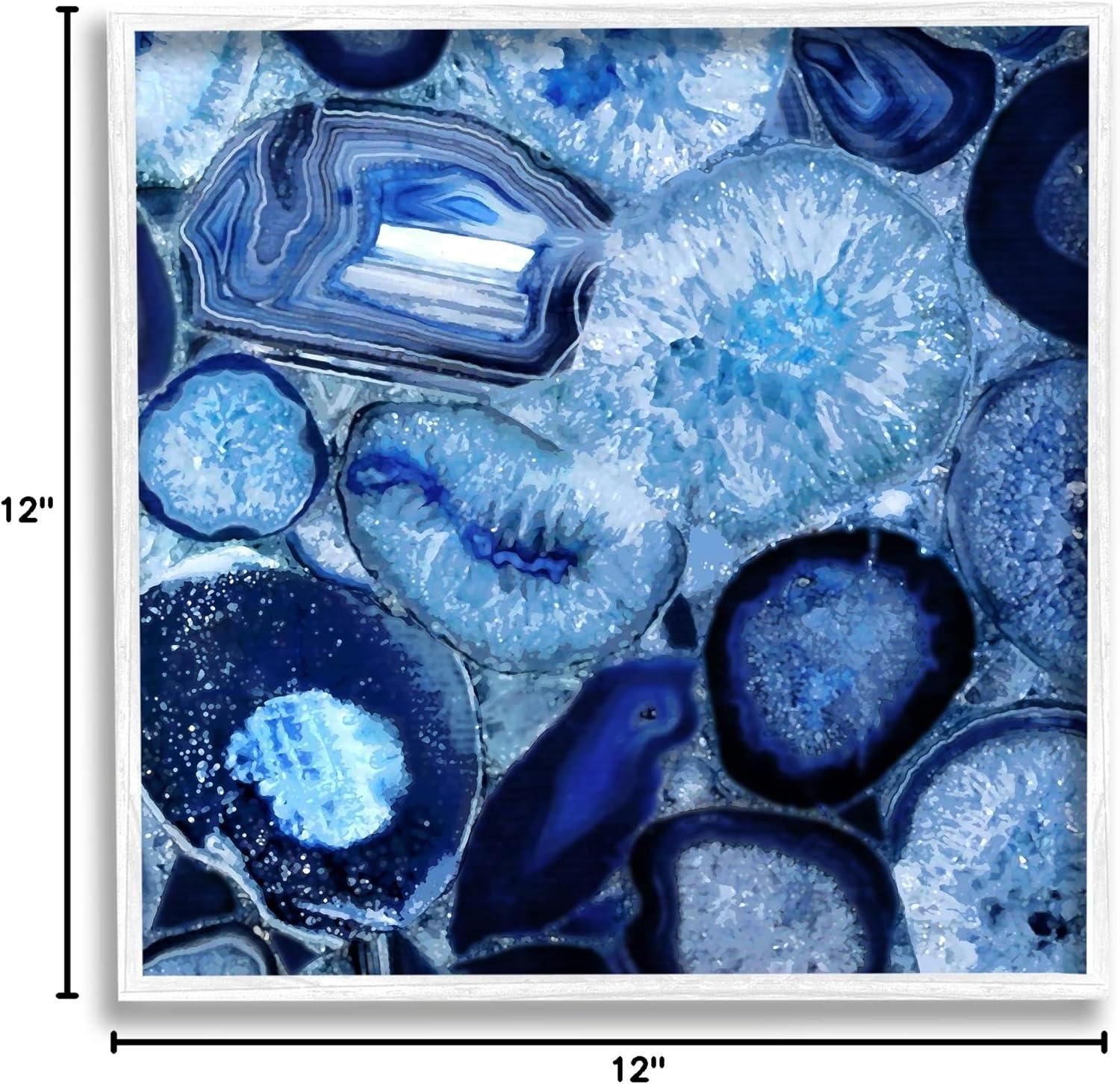 Stupell Agate In Blue Natural Geodes Abstract Painting White Framed Art Print Wall Art