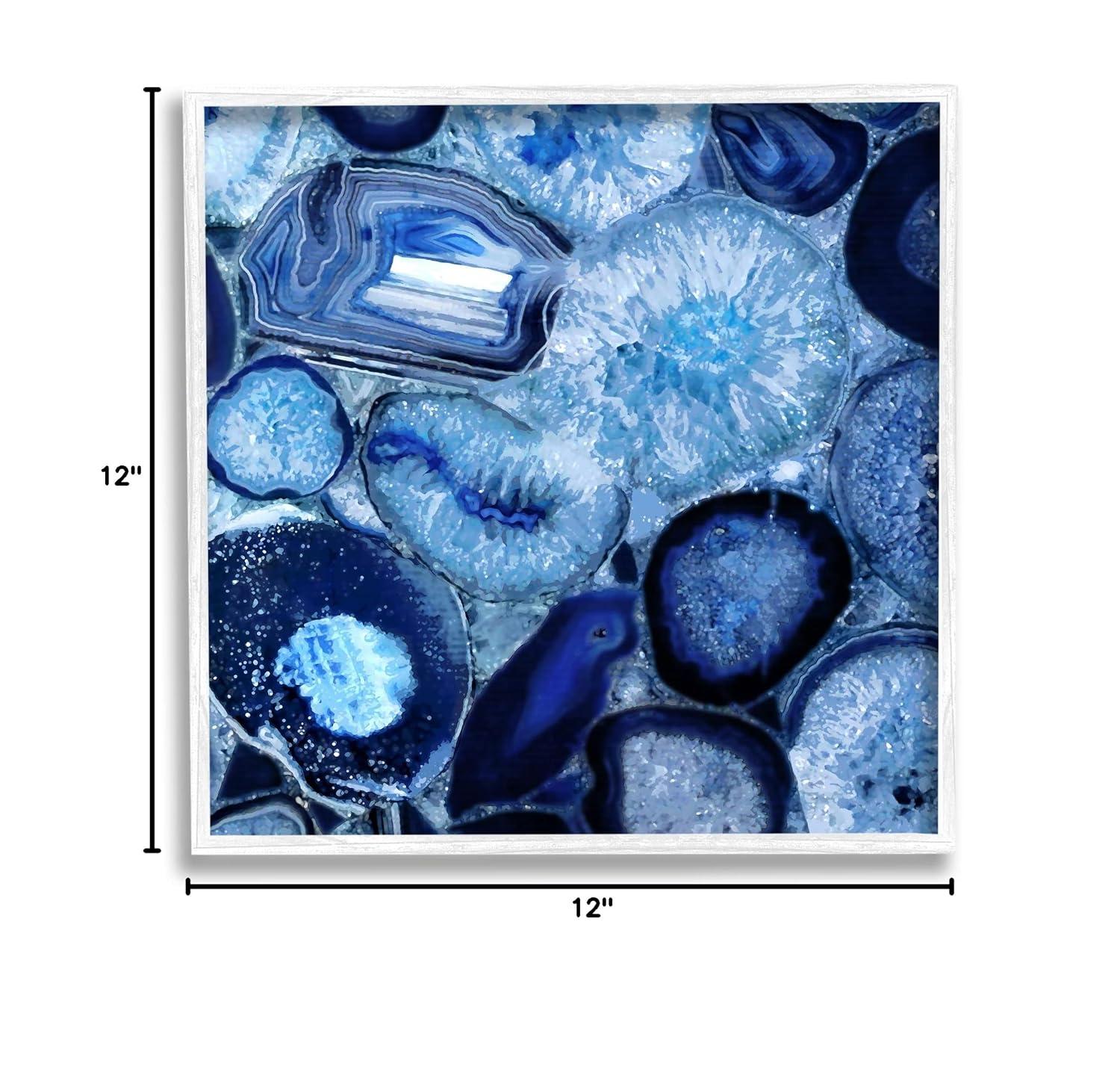 Stupell Agate In Blue Natural Geodes Abstract Painting White Framed Art Print Wall Art