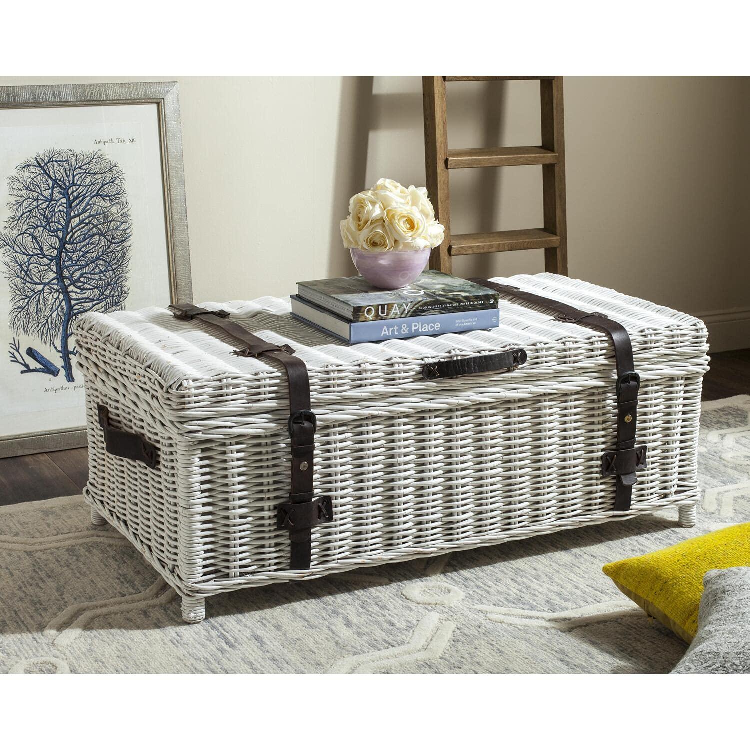 Navarro Rattan Coffee Table Trunk - Grey - Safavieh