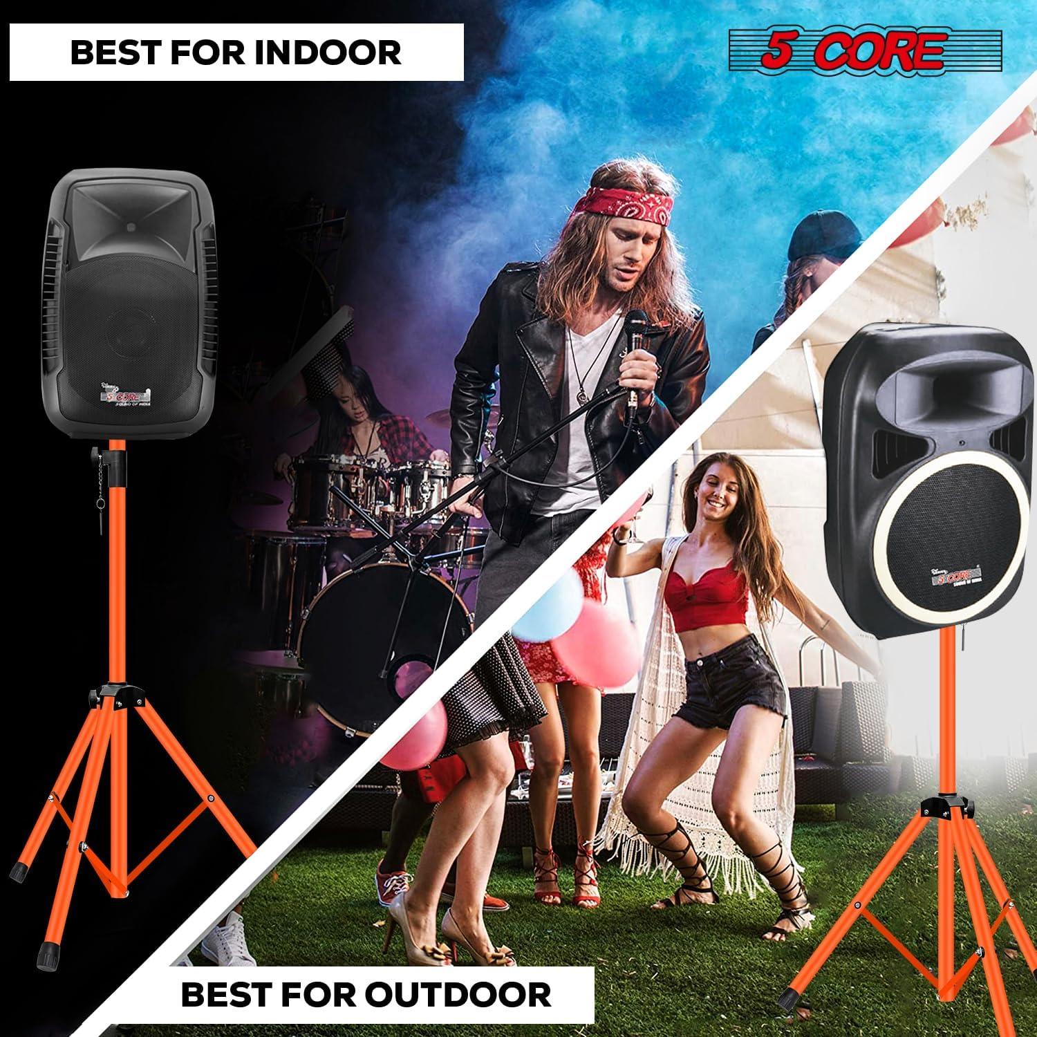 Inbox Zero 5 Core Speaker Stand Tripod Heavy Duty Adjustable Up to 72 Inch DJ Studio Monitor Stands Pole Mount