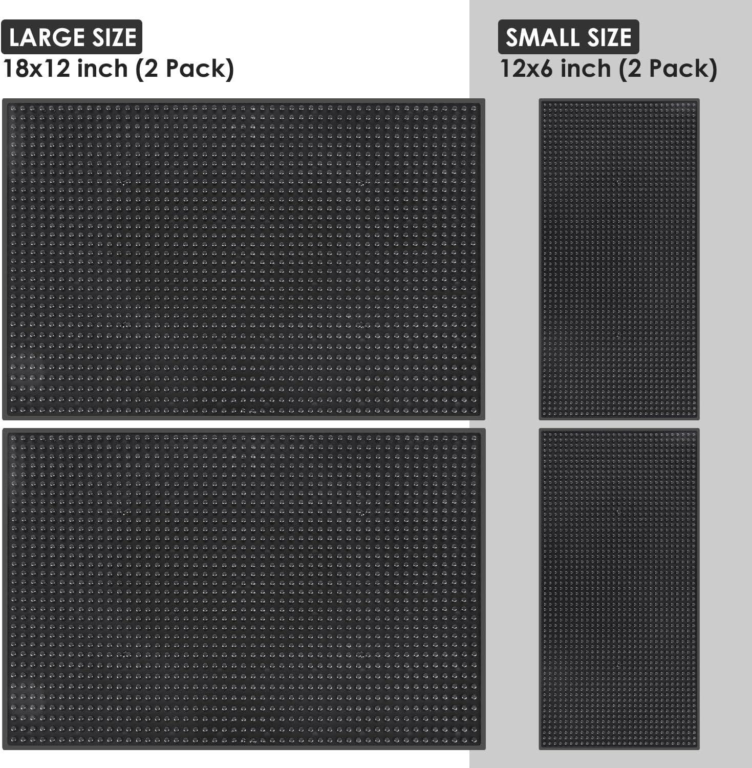 Black Silicone 18'' x 12'' Bar Service Mats, Set of 2