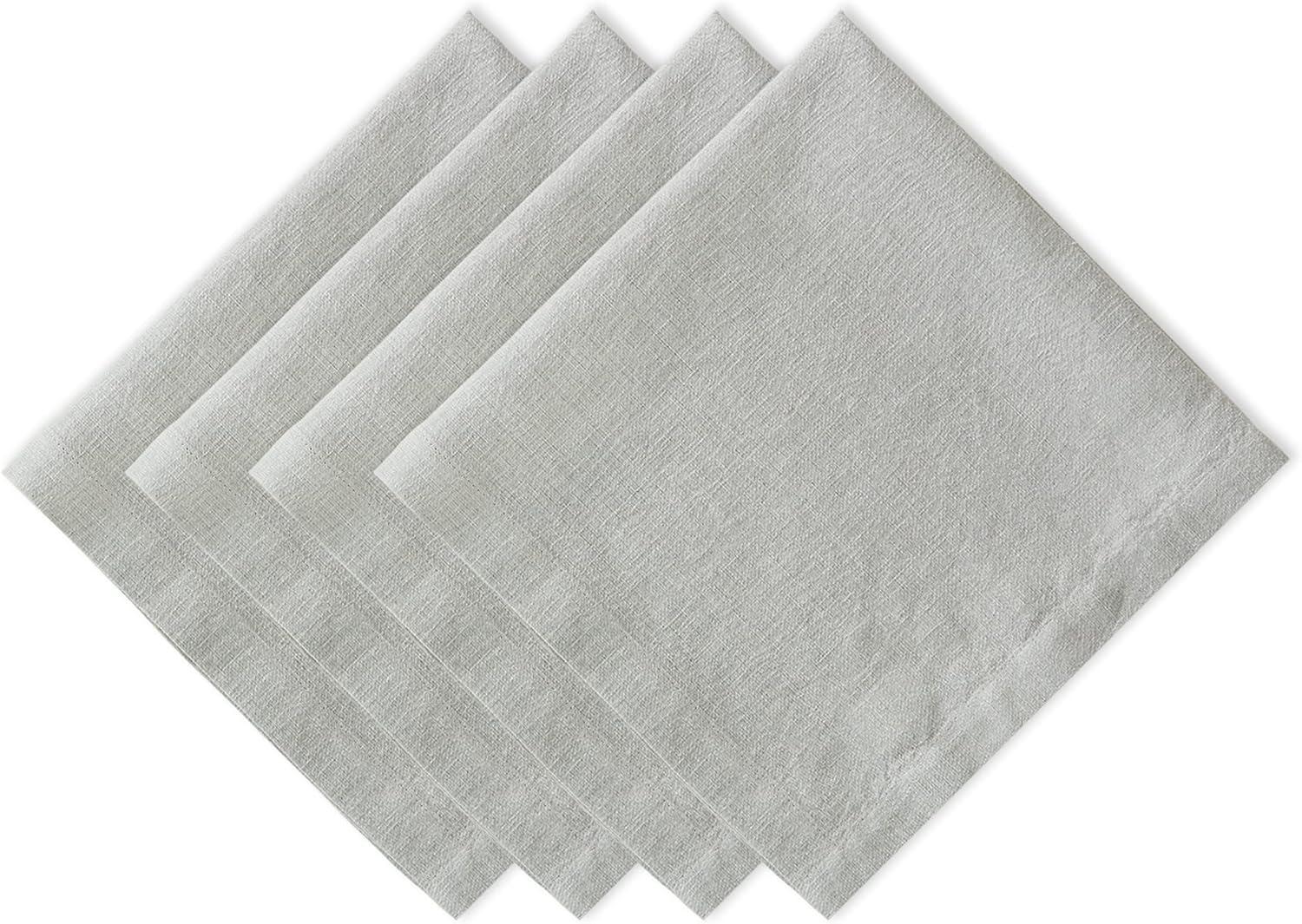 DII Linen Tabletop Collection Machine Washable, Napkin Set, 20x20, Light Rain, 4 Piece