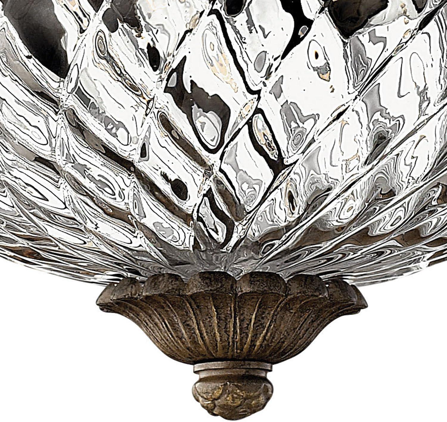 Pearl Bronze Dual-Light Flush Mount with Clear Optic Glass