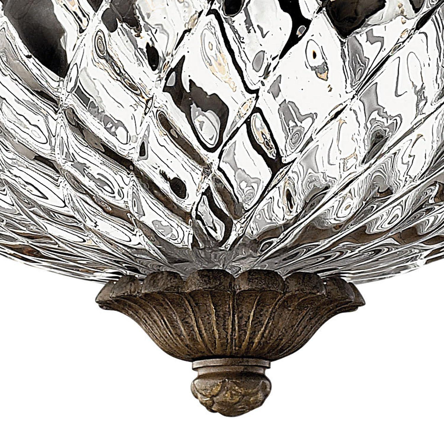 Pearl Bronze Dual-Light Flush Mount with Clear Optic Glass