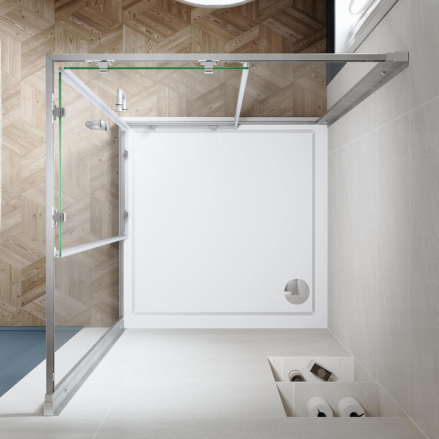 Sunny Shower Corner Entry Sliding Shower Door 36 in.D x 36 in. W x 72 in. H Brushed Nickel Finish Shower Enclosure