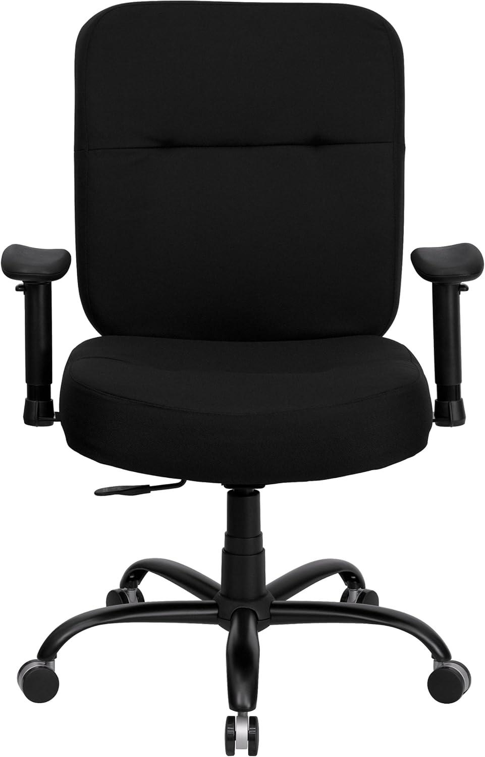 BizChair Big & Tall 400 lb. Rated High Back Black Fabric Executive Swivel Ergonomic Office Chair with Rectangular Back and Adjustable Arms