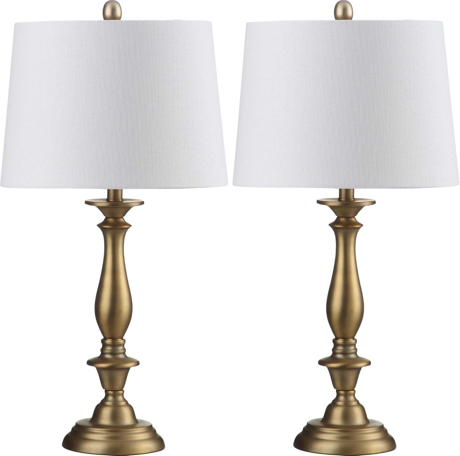 Brighton 29" Gold Candlestick Table Lamp Set with White Shades