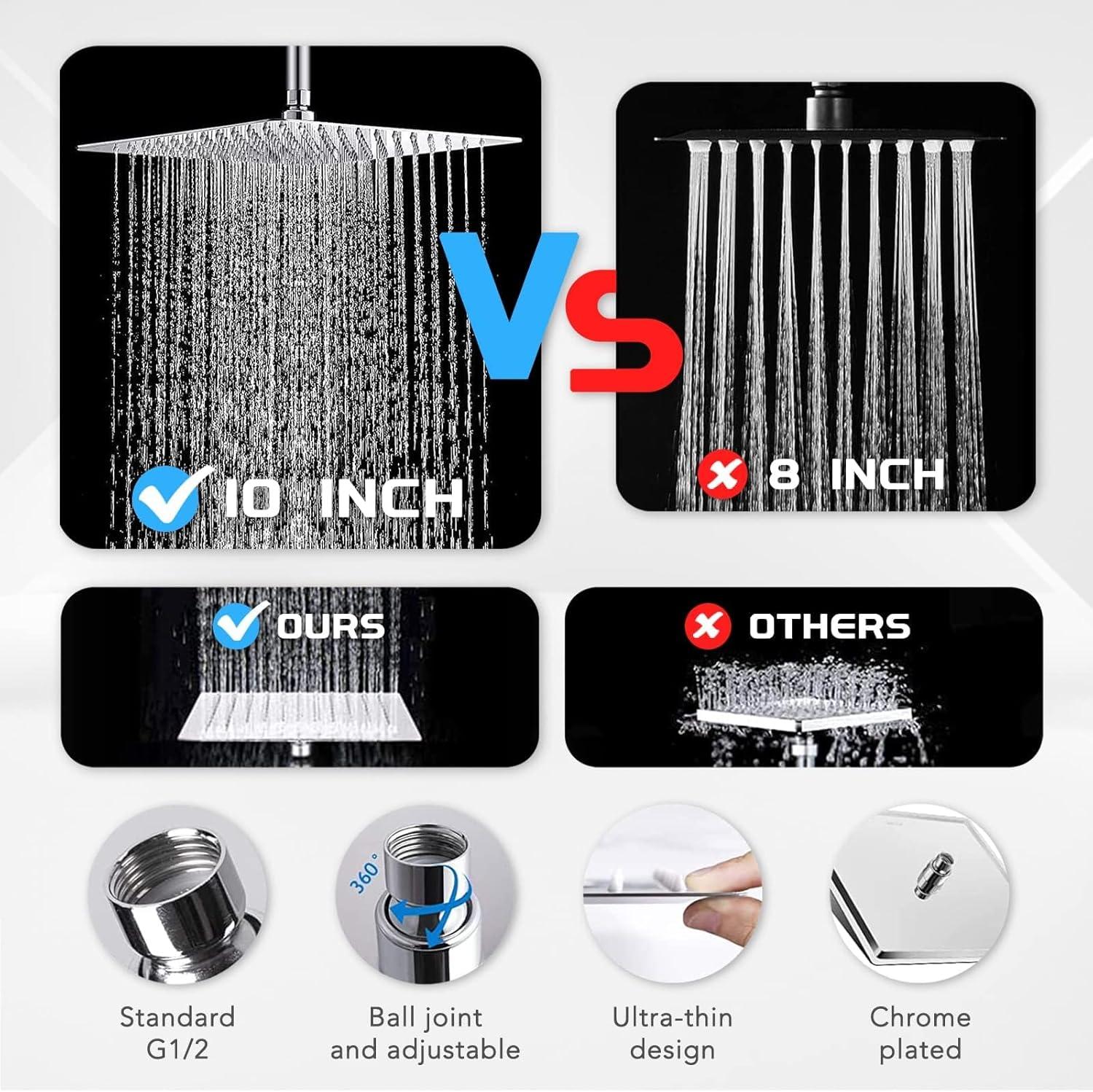 10''Rainfall Shower Head With Handheld Combo High Pressure