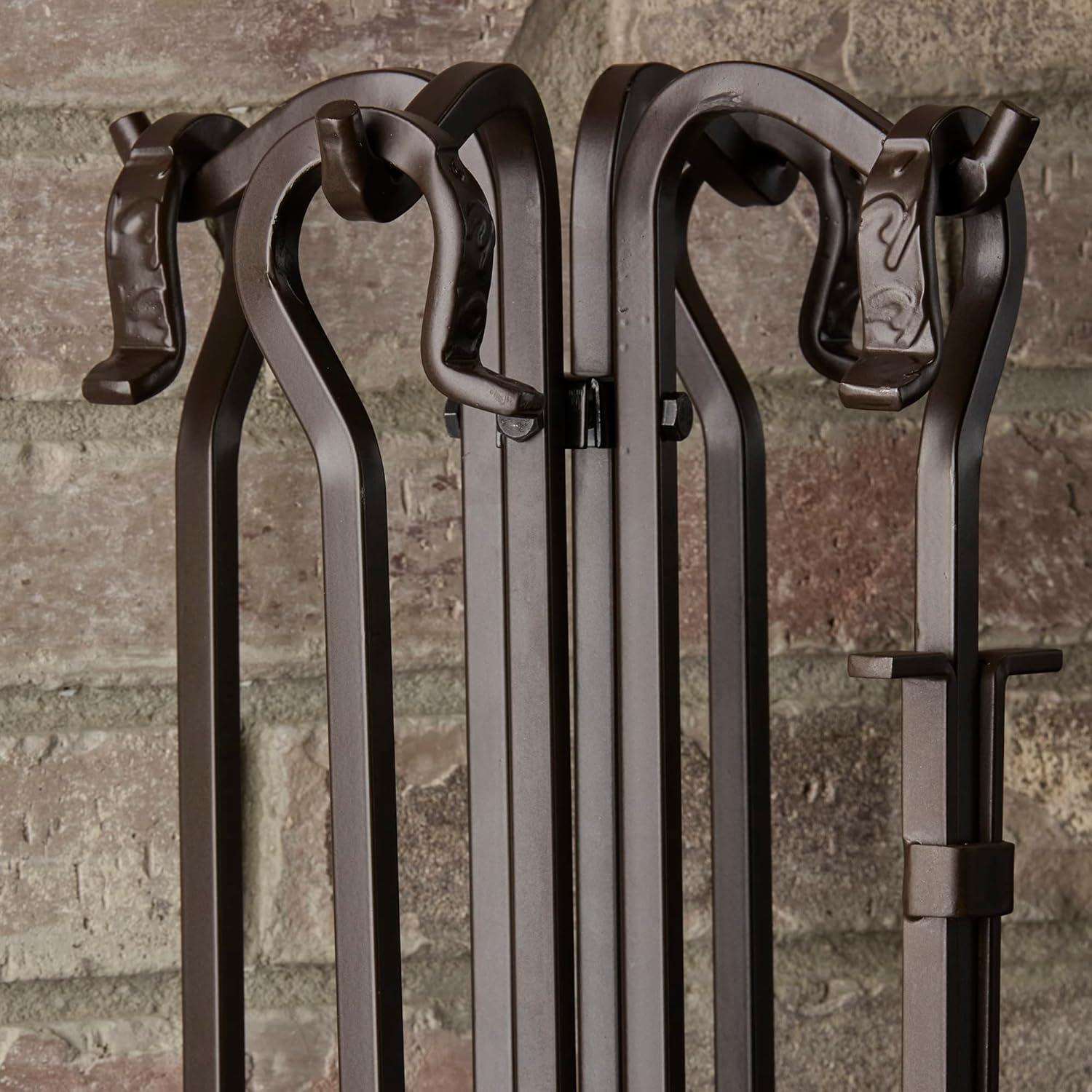 Bronze 27" Iron Fireplace Tool Set with Crook Handles