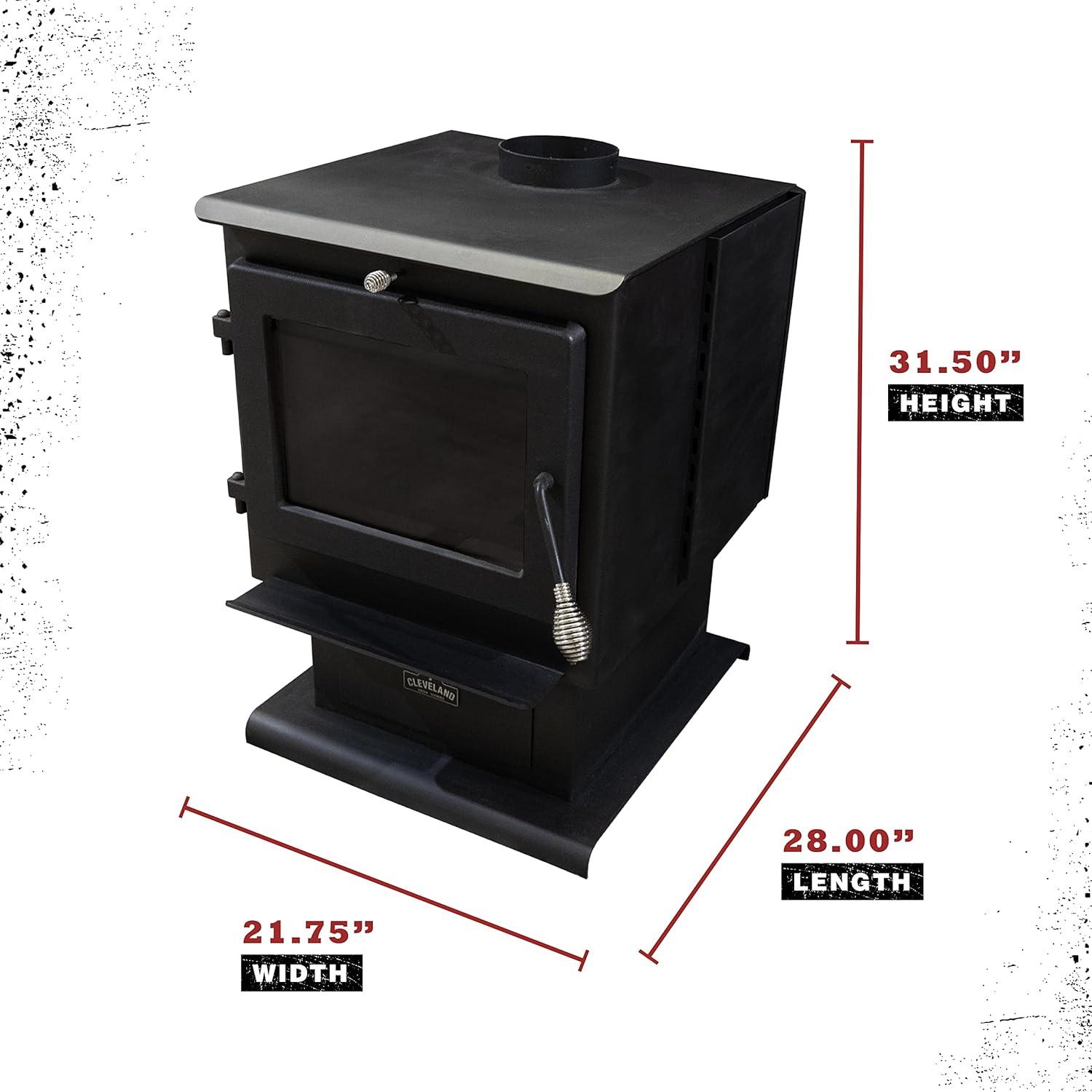 Cleveland Black Iron Medium Wood Stove with Glass Door