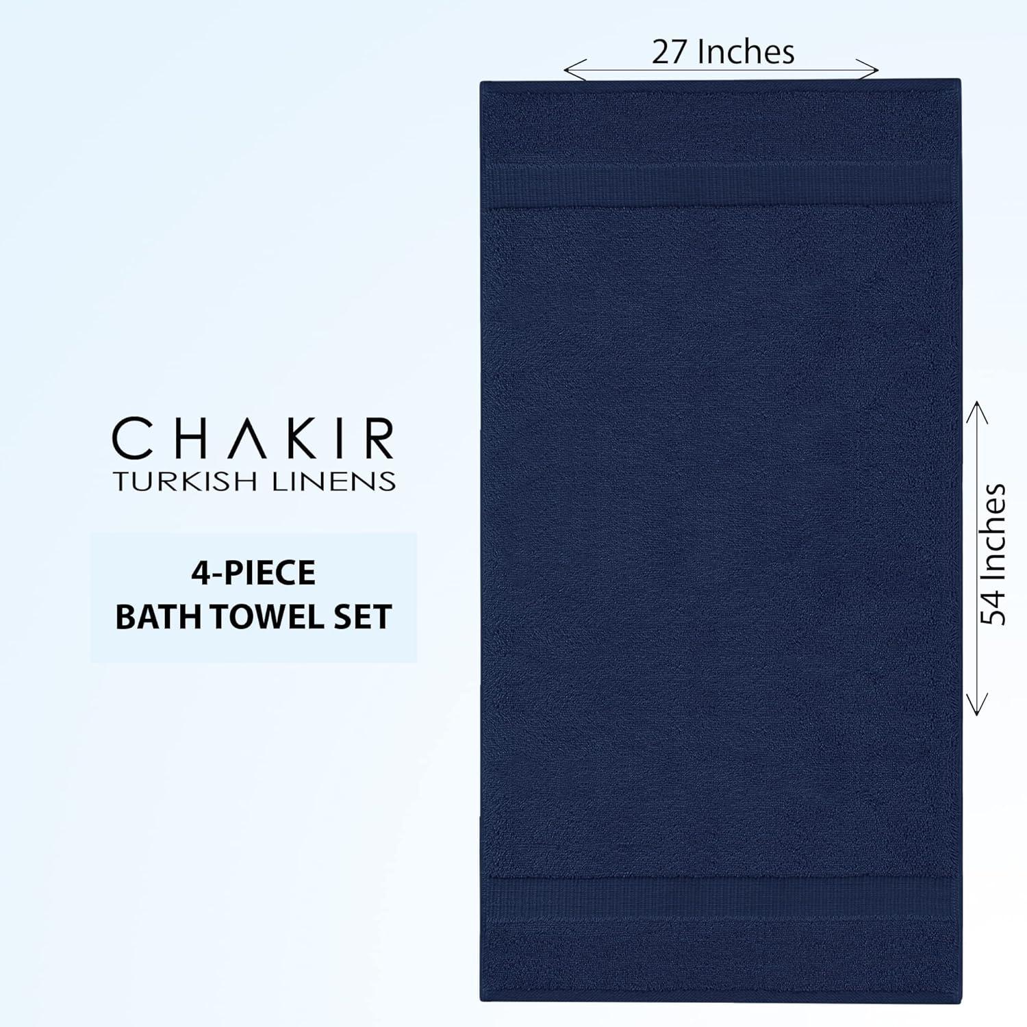 Luxury Hotel & Spa Ultra Soft Hand Towels 100% Turkish Cotton - Navy - Set of 4