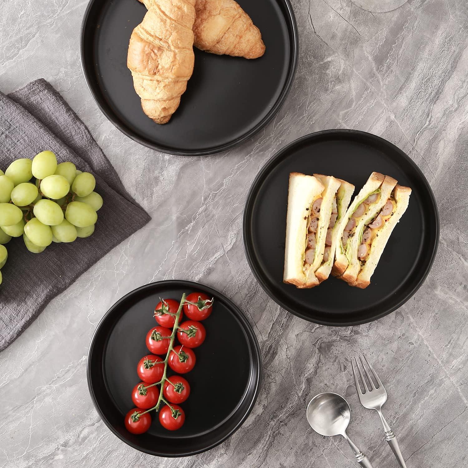 Black Ceramic 3-Piece Serving Bowl Set