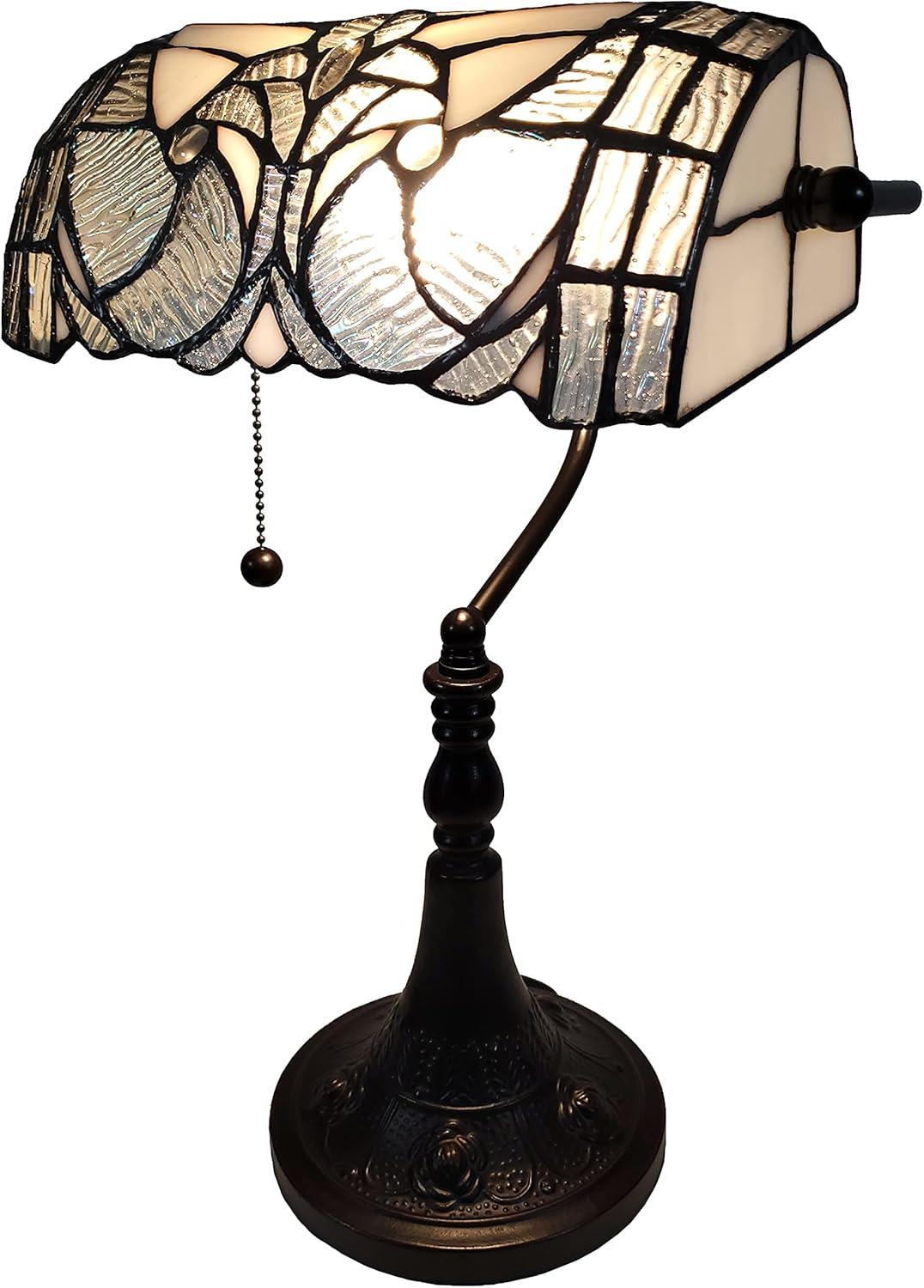 Amora Lighting Tiffany Style Vintage Banker Lamp - 16" Tall