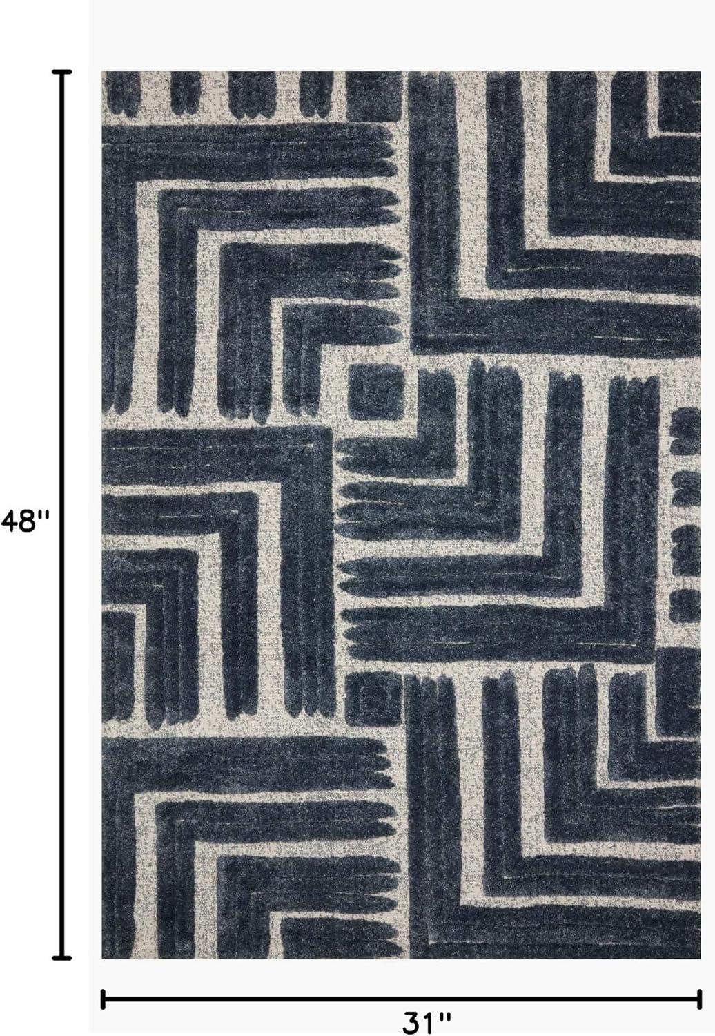 Loloi II Hagen HAG-05 Blue / White Geometric Area Rug 2'-7" x 4'