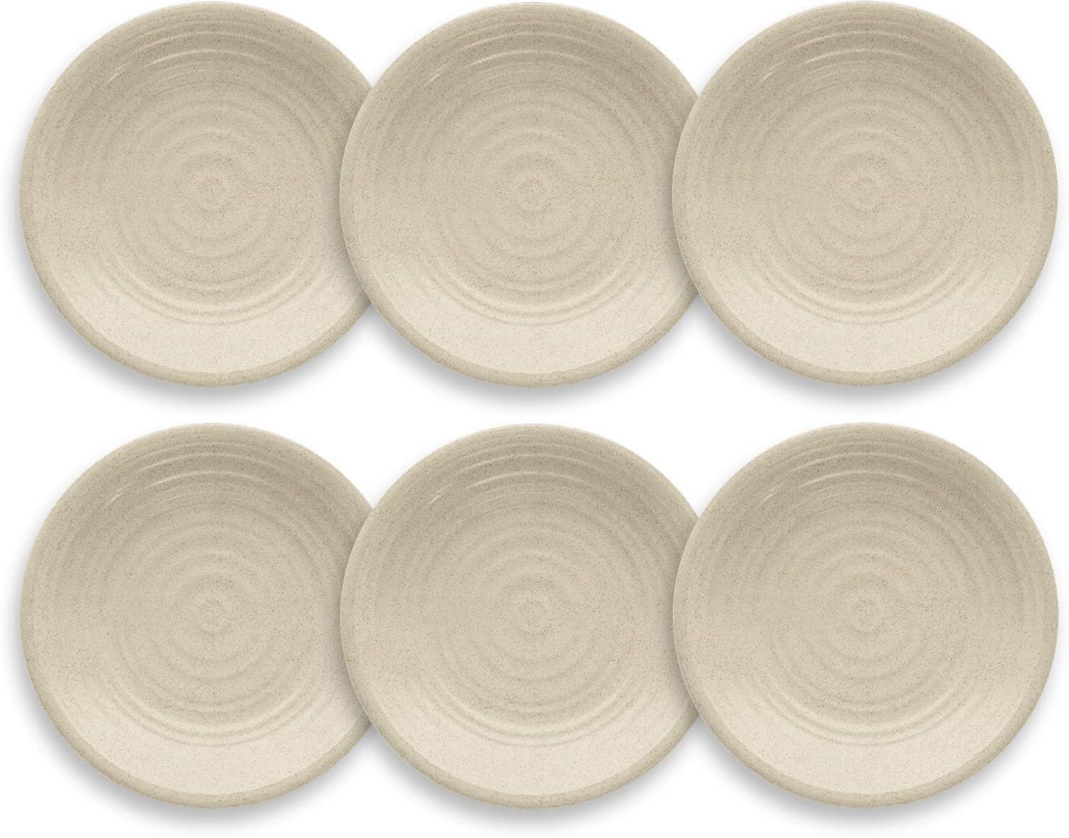 Abode Homewares TarHong Planta Artisan Solid Salad Plate, 8.5", Planta (Majority Plant Based with Melamine Binder), Shatterproof, Indoor/Outdoor Entertaining, Set of 6, Birch Matte