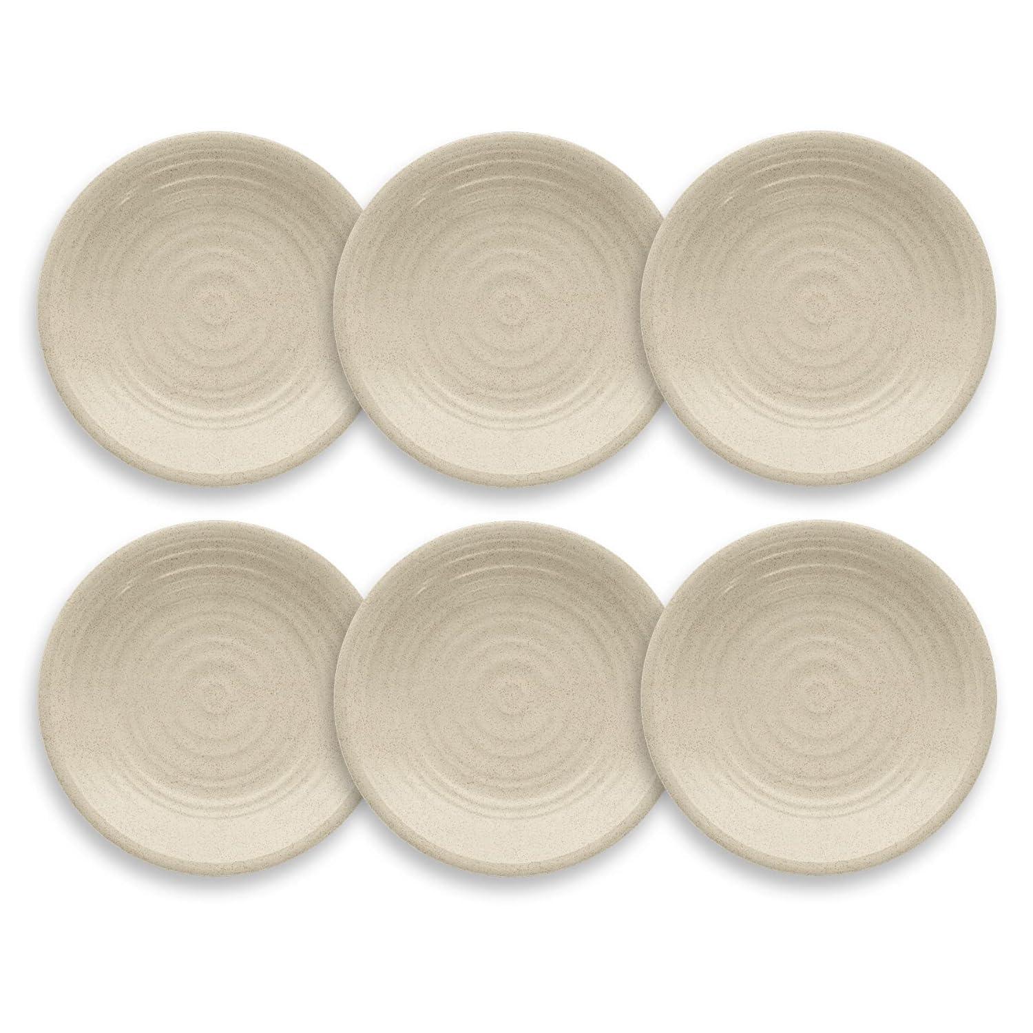 Abode Homewares TarHong Planta Artisan Solid Salad Plate, 8.5", Planta (Majority Plant Based with Melamine Binder), Shatterproof, Indoor/Outdoor Entertaining, Set of 6, Birch Matte