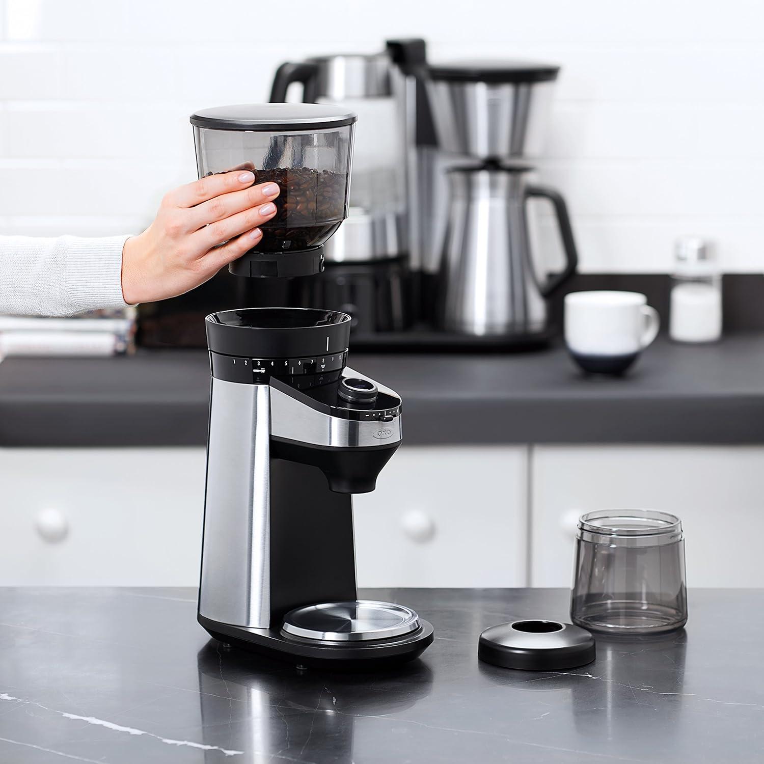 Stainless Steel Electric Burr Coffee Grinder with Scale