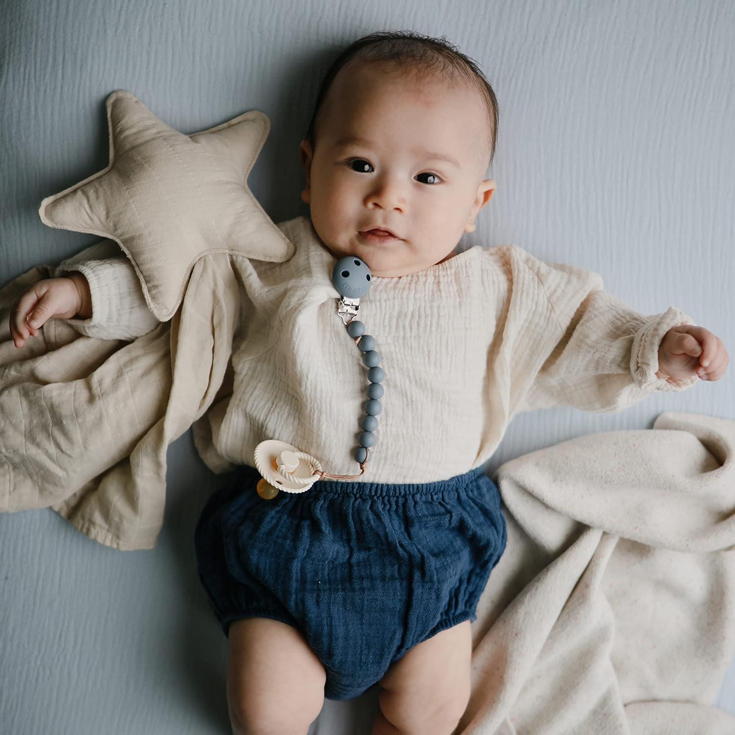 Mushie Extra Soft Muslin Crib Sheet - Blue Flowers