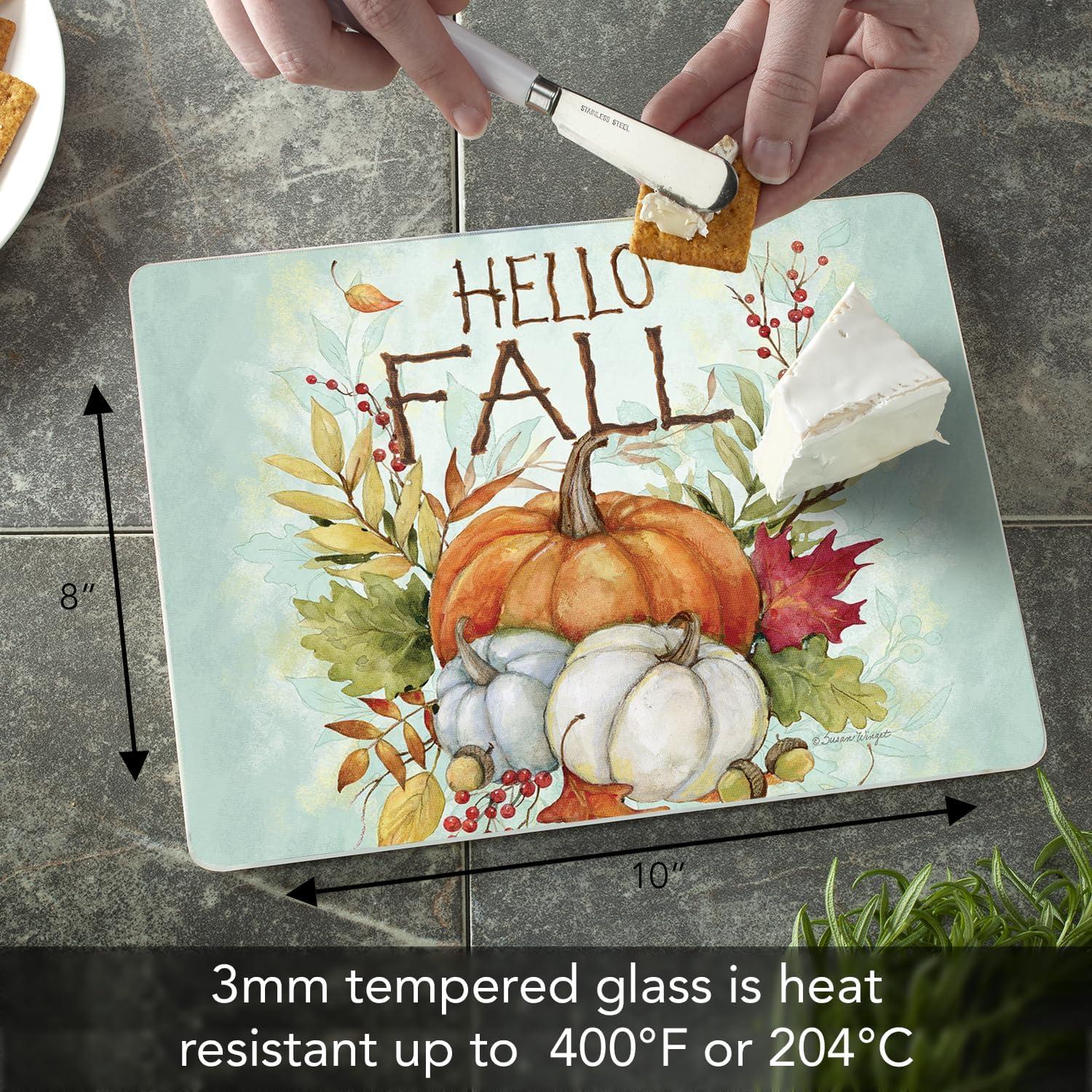 Harvest Blessings Tempered Glass Fall Cutting Board 10" x 8"