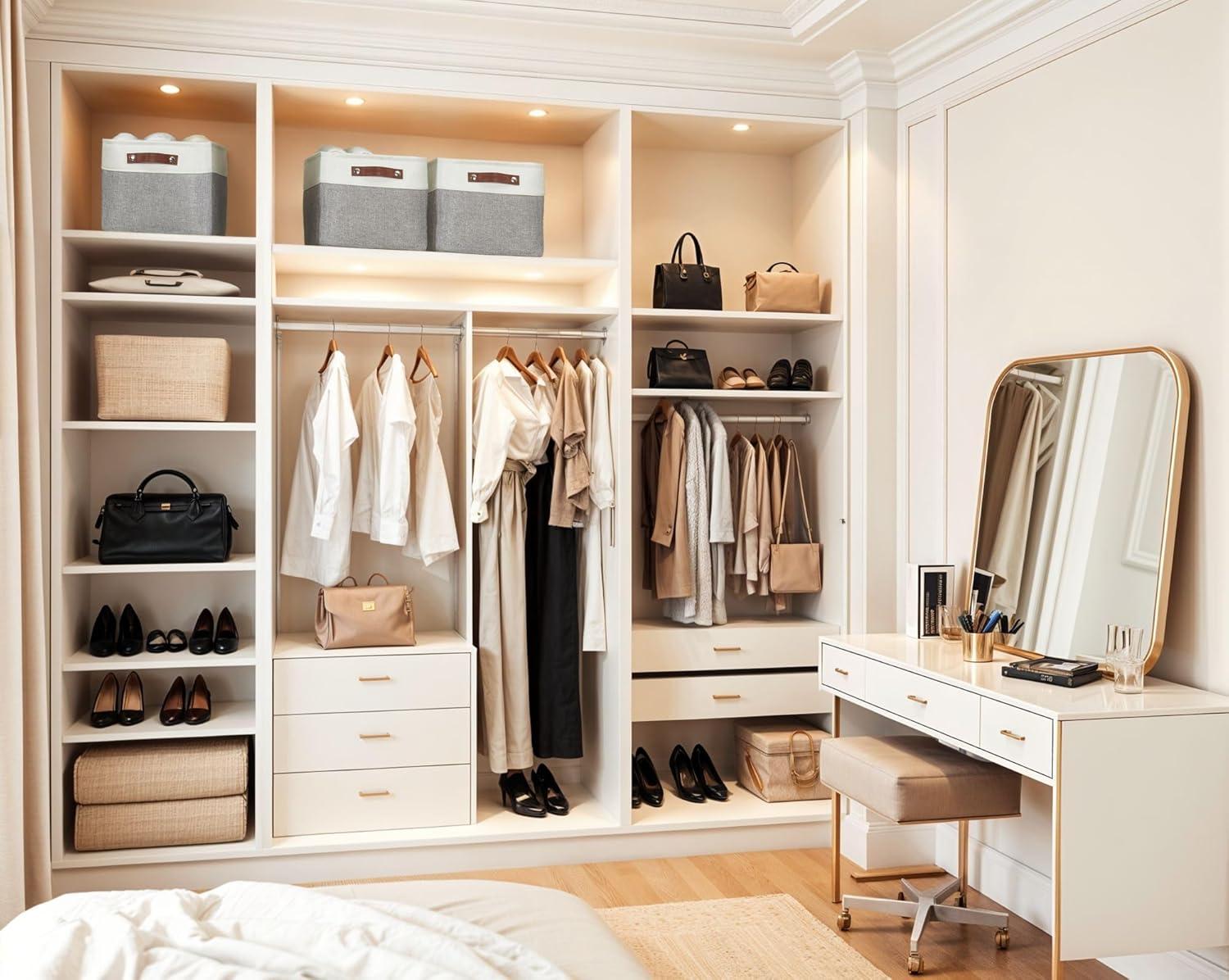 DECOMOMO Large Storage Baskets, Fabric Storage Bins, Baskets and Bins (Grey and White, Set of 3)