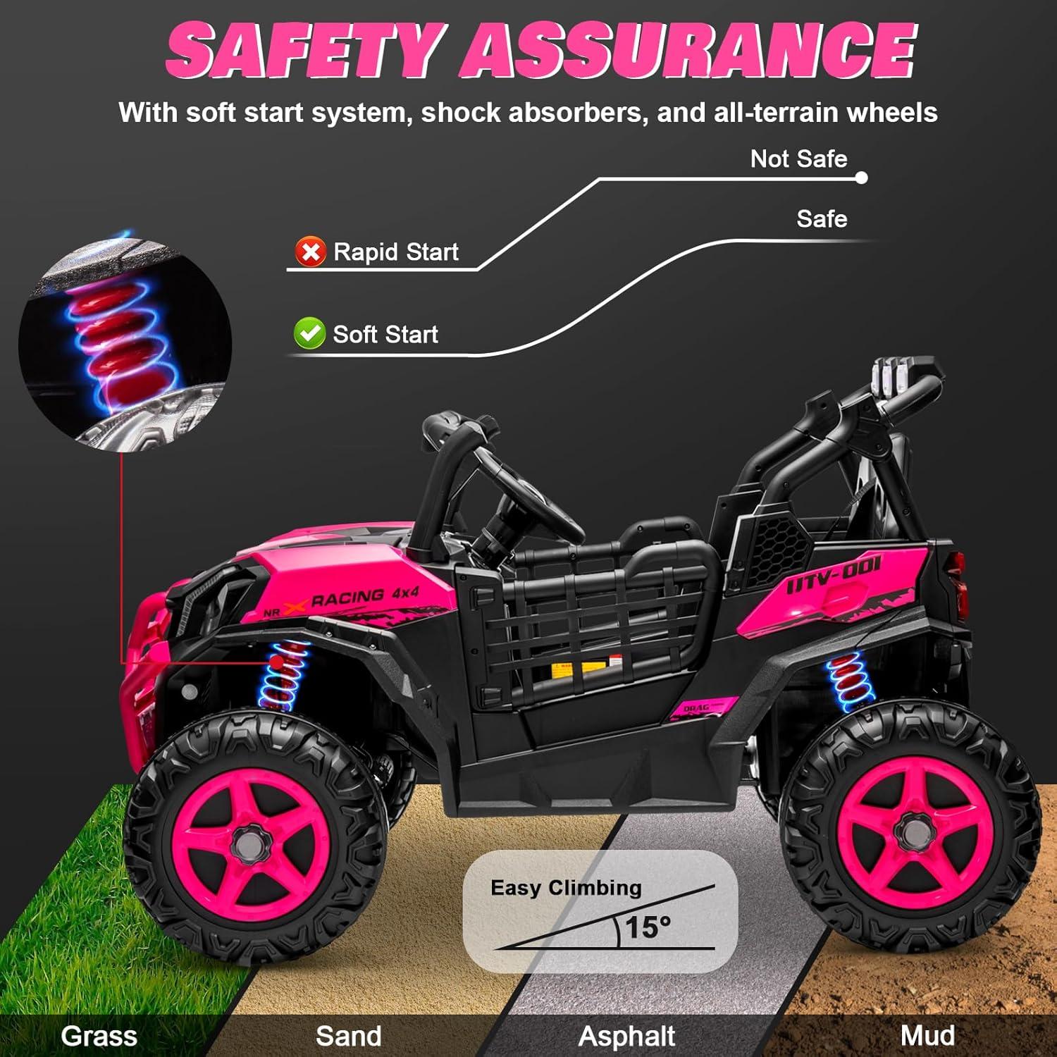 Pink 24V 2-Seater Ride-On UTV with Remote Control