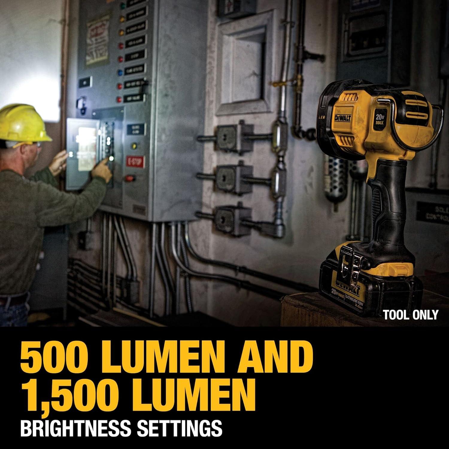 Cordless Yellow/Black LED Jobsite Spotlight with Pivoting Head