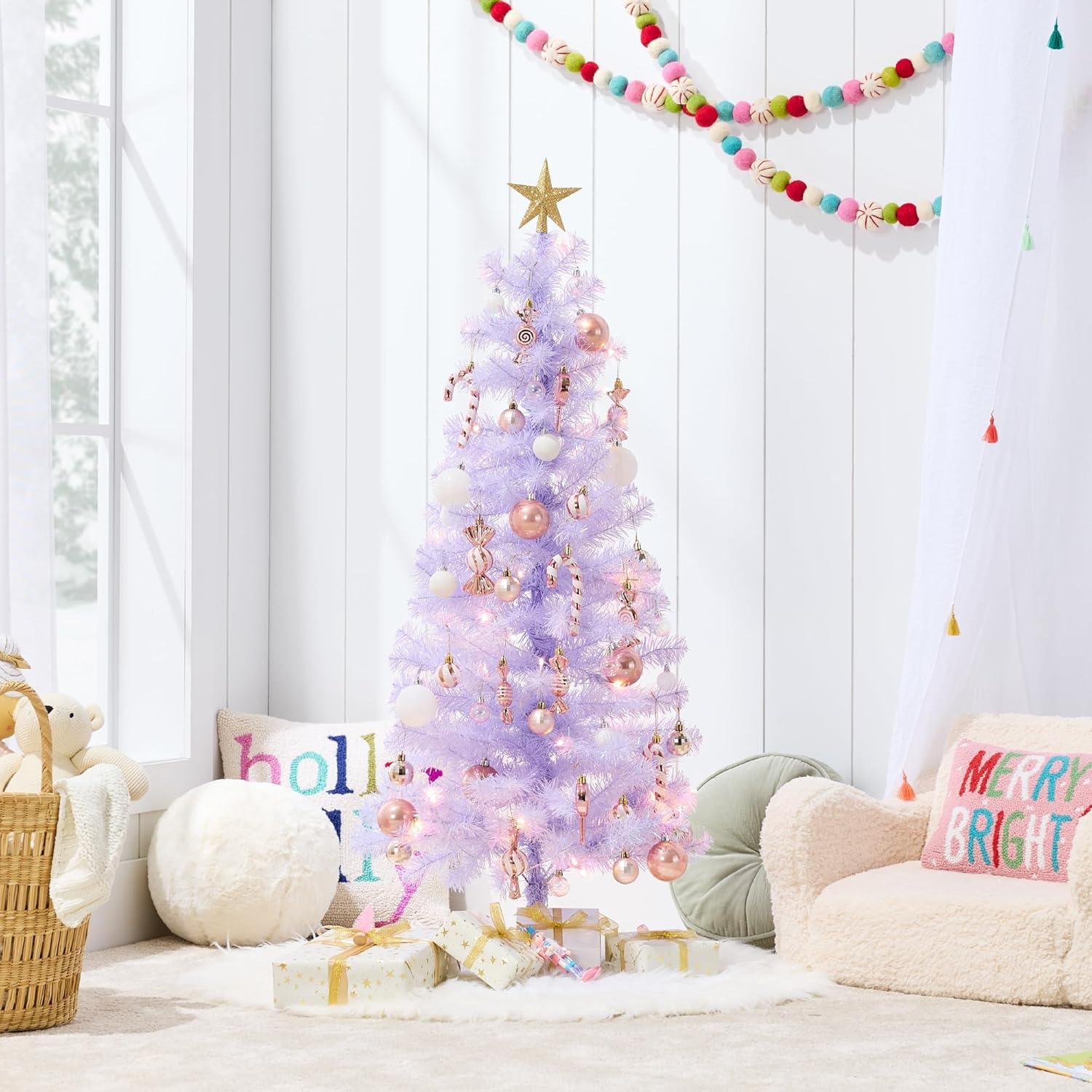 Best Choice Products 4ft Prelit Colored Christmas Tree, Artificial Tree Holiday Decor w/ LED Lights - Lavender
