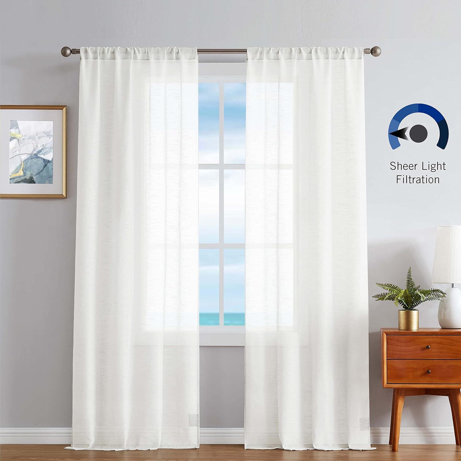 Nautica Nautica Synthetic Solid Color Sheer Rod Pocket Curtain Panels