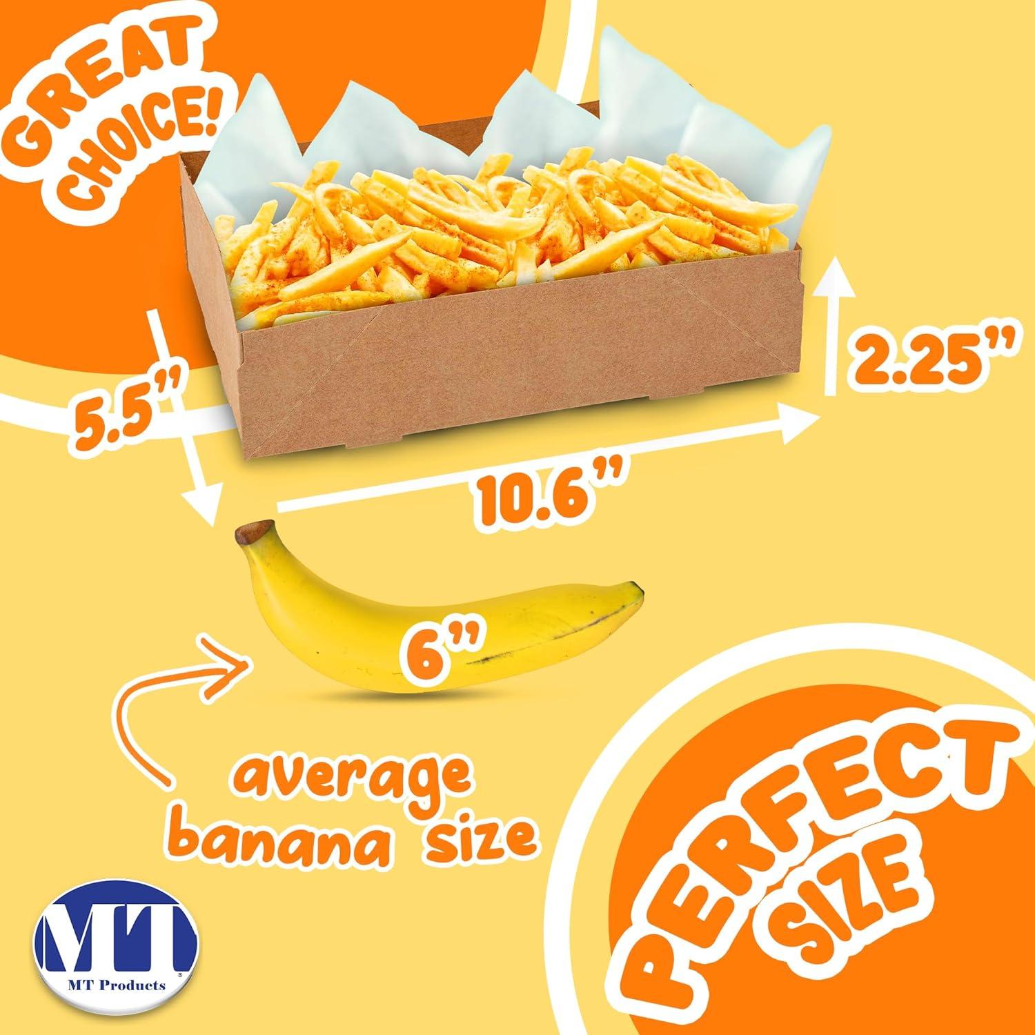 MT Products Brown Paperboard Food and Drink Tray - Pop-Up J-Type Rectangular - Pack of 25