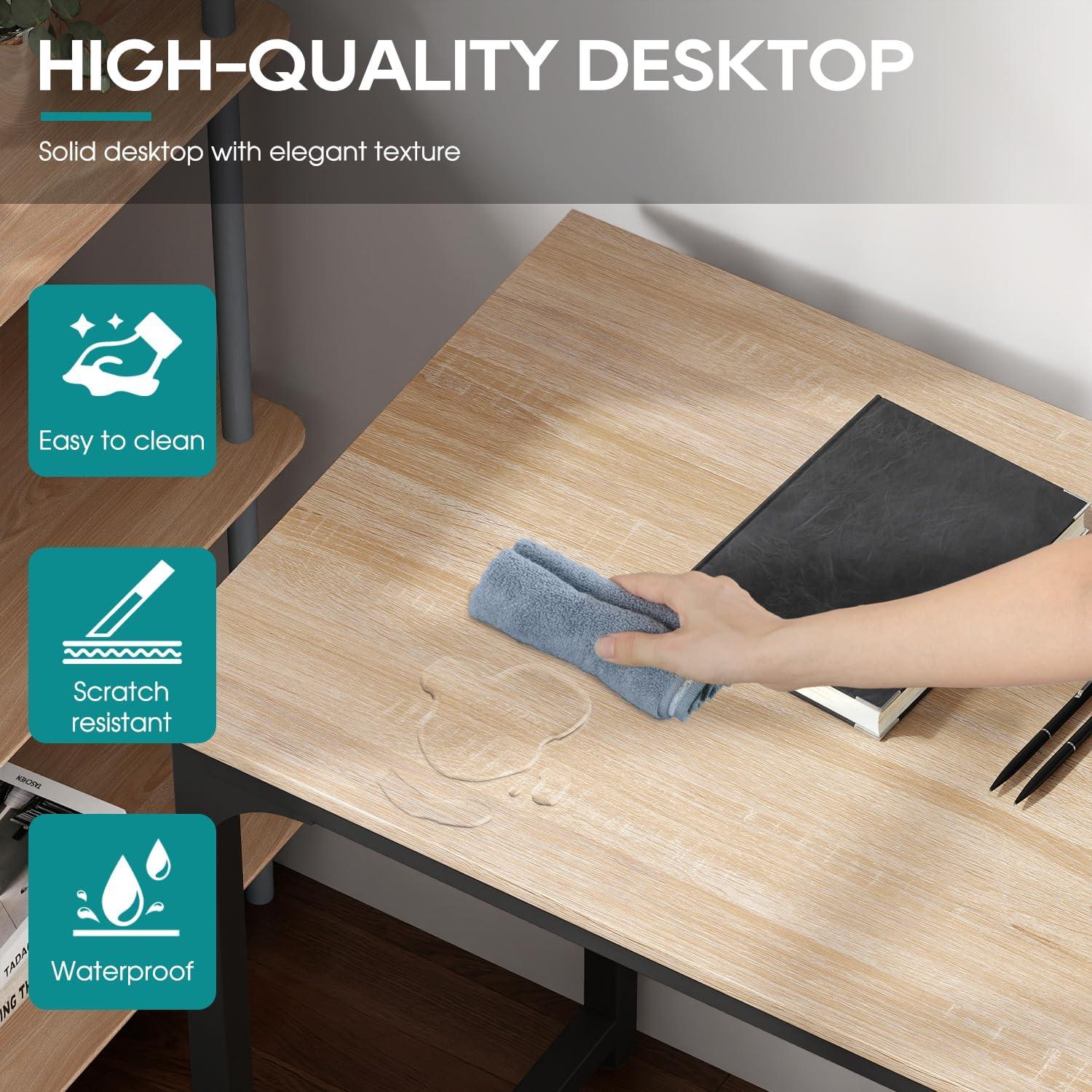 BestOffice 47.2 inches Computer Desk,Modern Simple Style PC Desk with Metal Frame，Nature