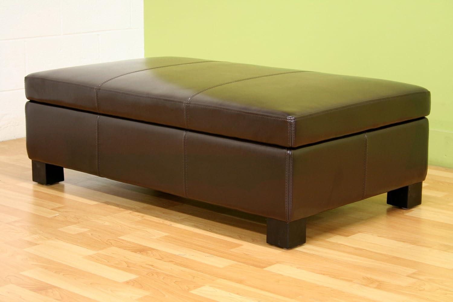 Gallo Espresso Brown Bonded Leather Large Cocktail Ottoman