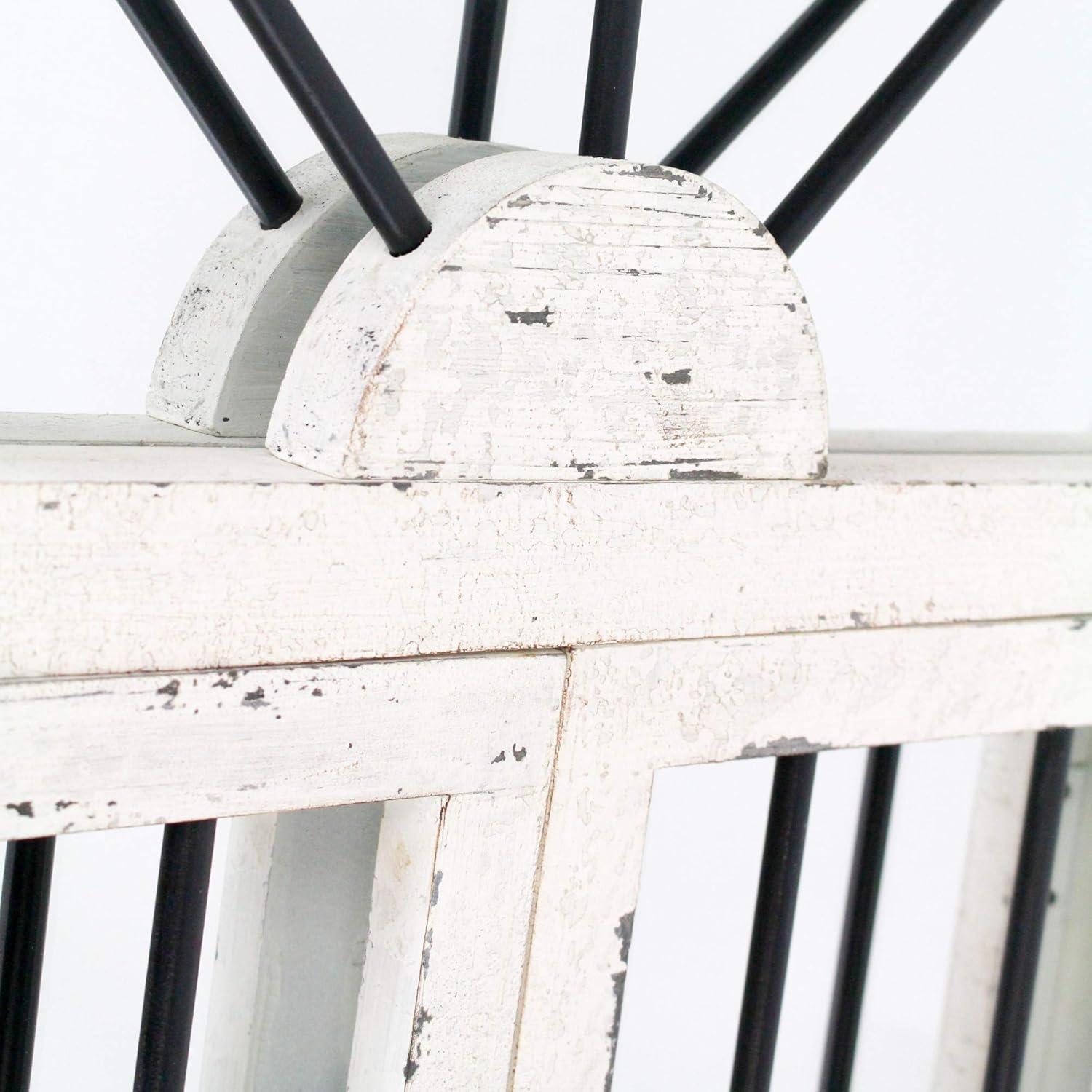 25" x 42" Distressed Wood Arched Window Wall Mirror White - Olivia & May: Antiqued Finish, MDF Frame, No Assembly Required