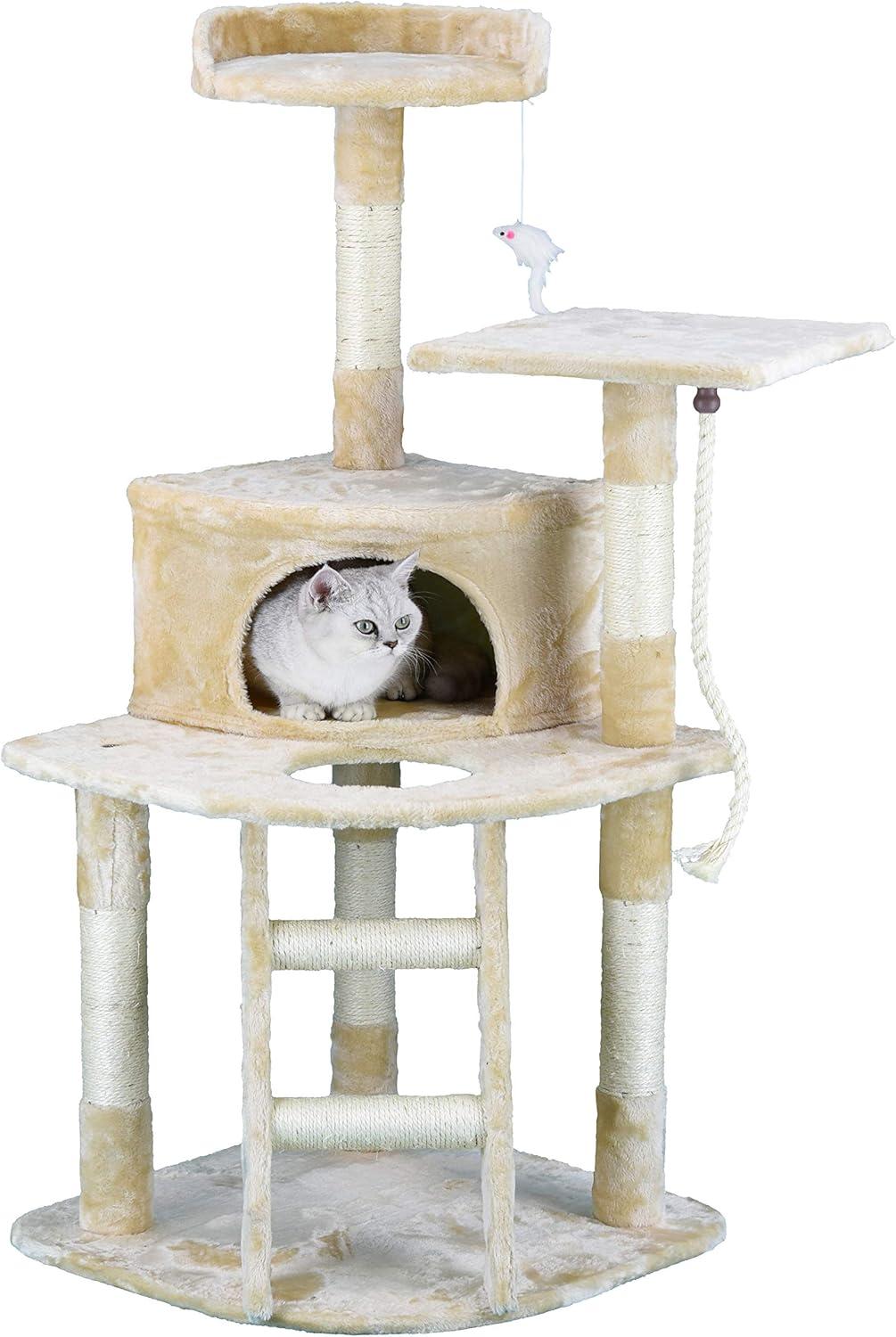 Homessity 49" Economical Cat Tree Condo with Sisal Covered Posts HC-007