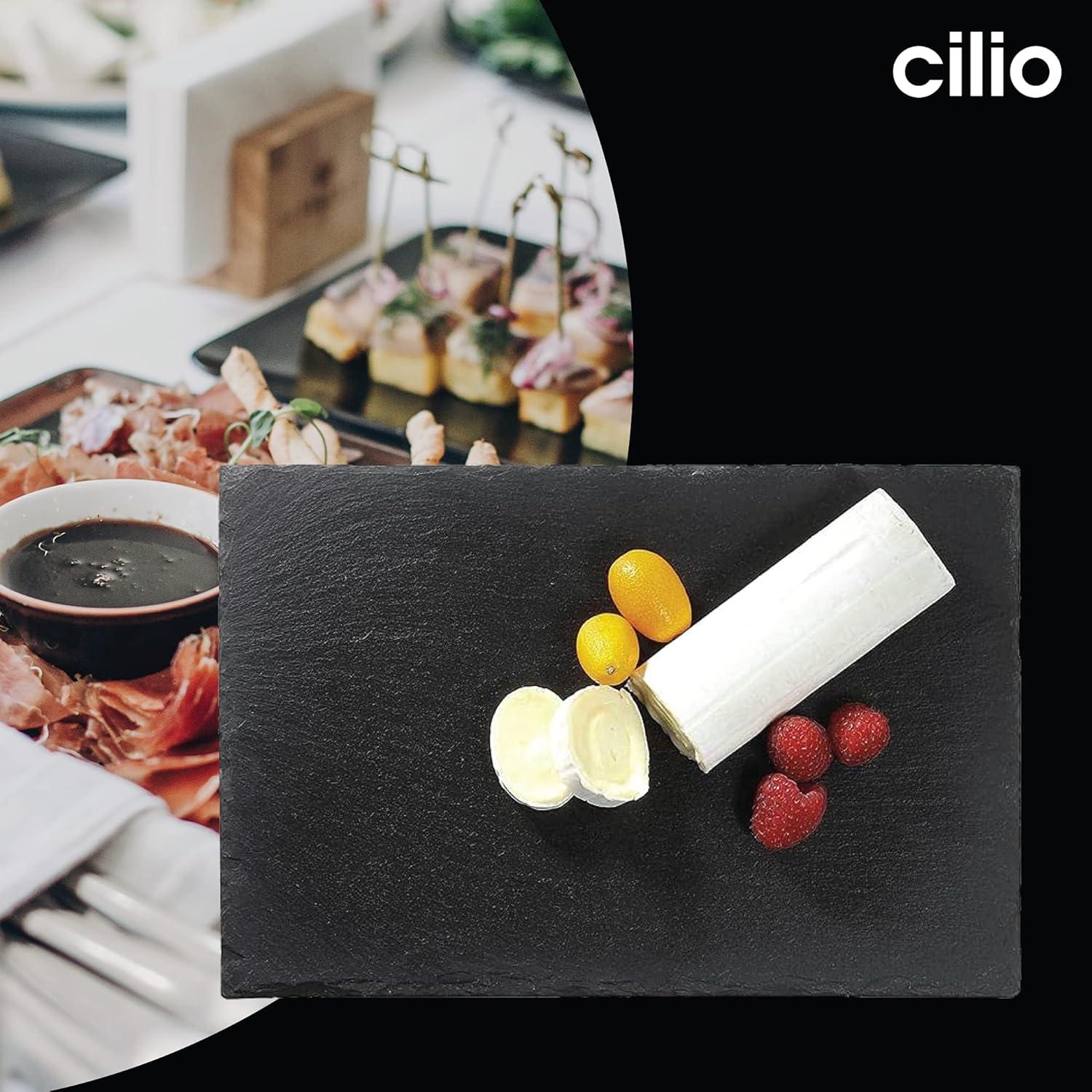 Cilio Slate Serving Board for Cheese and Appetizers, Rectangular, 11.8-Inch  x 7.9-Inch
