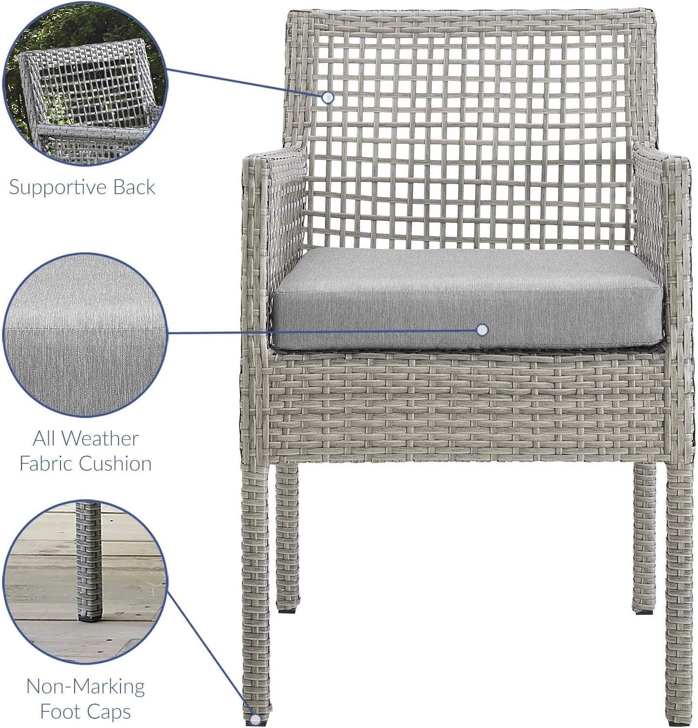 Modway Aura Outdoor Patio Wicker Rattan Dining Armchair - Gray Gray