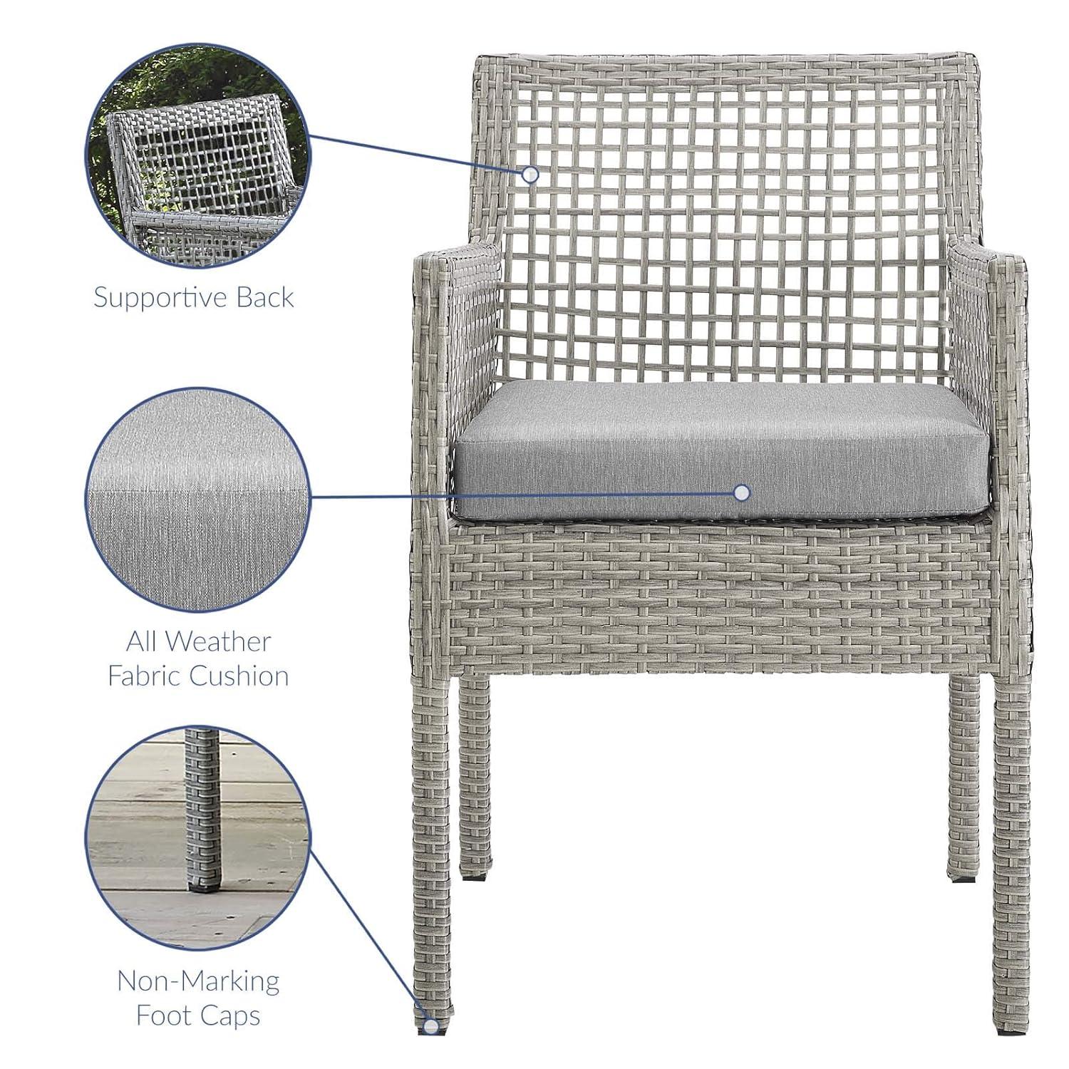 Modway Aura Outdoor Patio Wicker Rattan Dining Armchair - Gray Gray