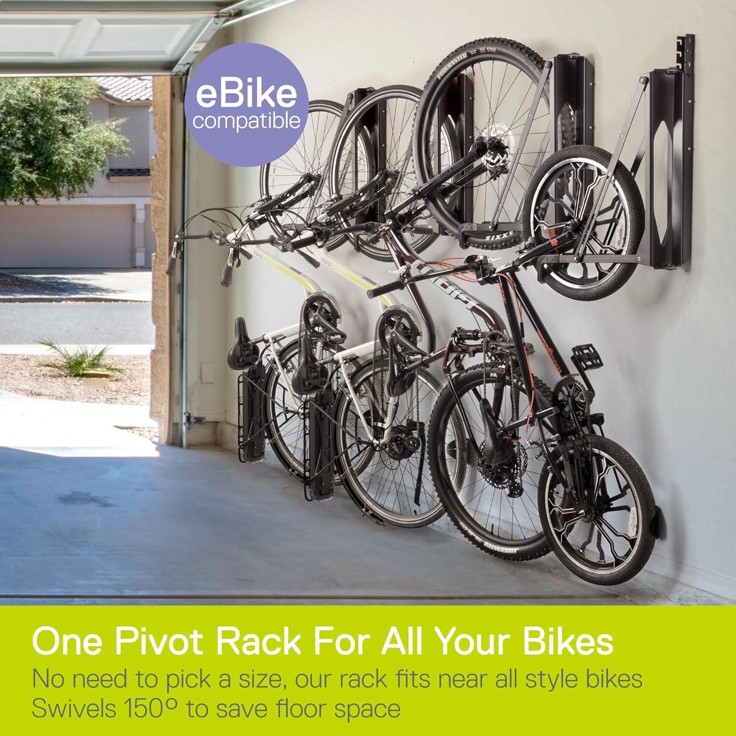 Delta Pivot Wall Mounted Bike Storage Rack - 1 Bike, Matte Black