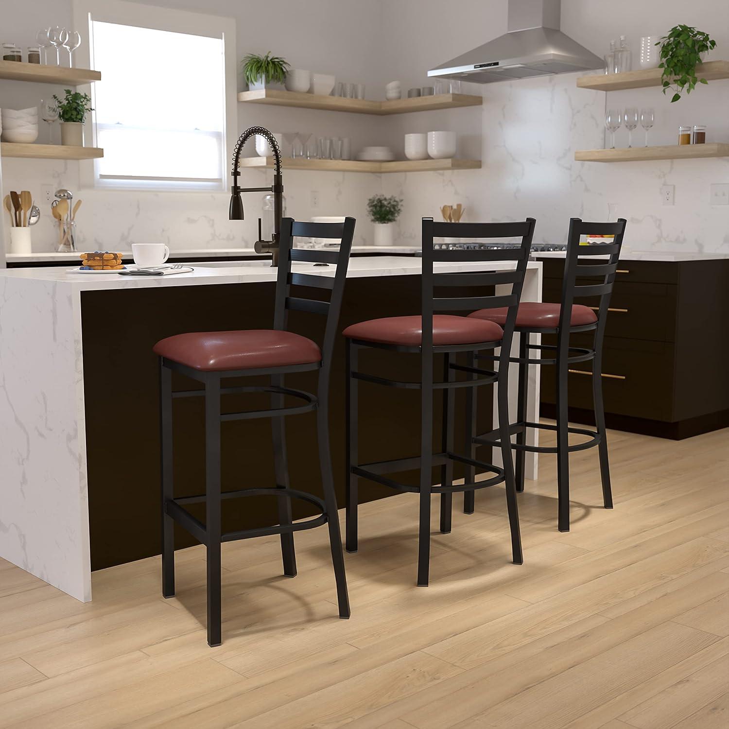 Flash Furniture Brixton Hercules Series Ladder Back Metal Restaurant Barstools