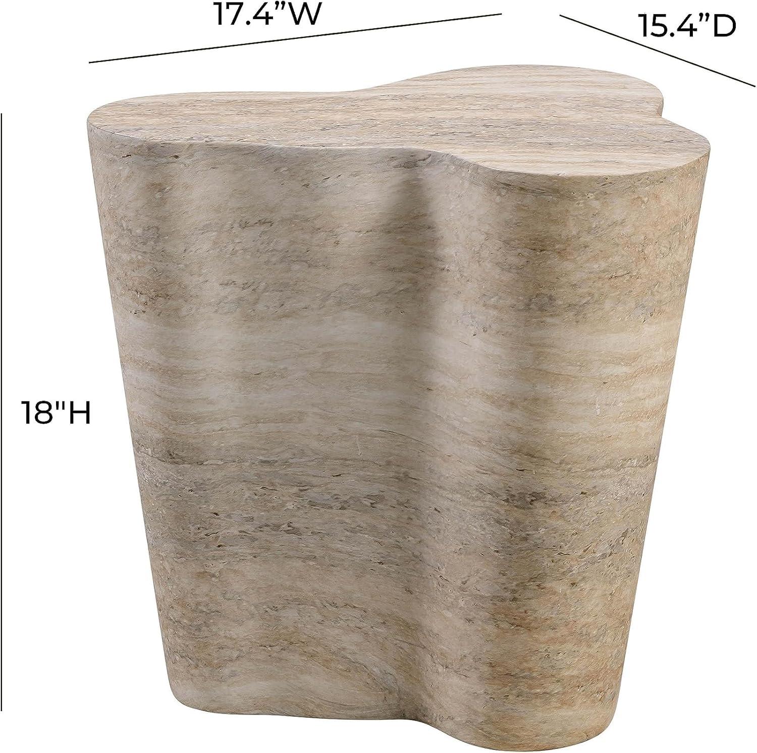 Gray Travertine Free Form Stone Side Table