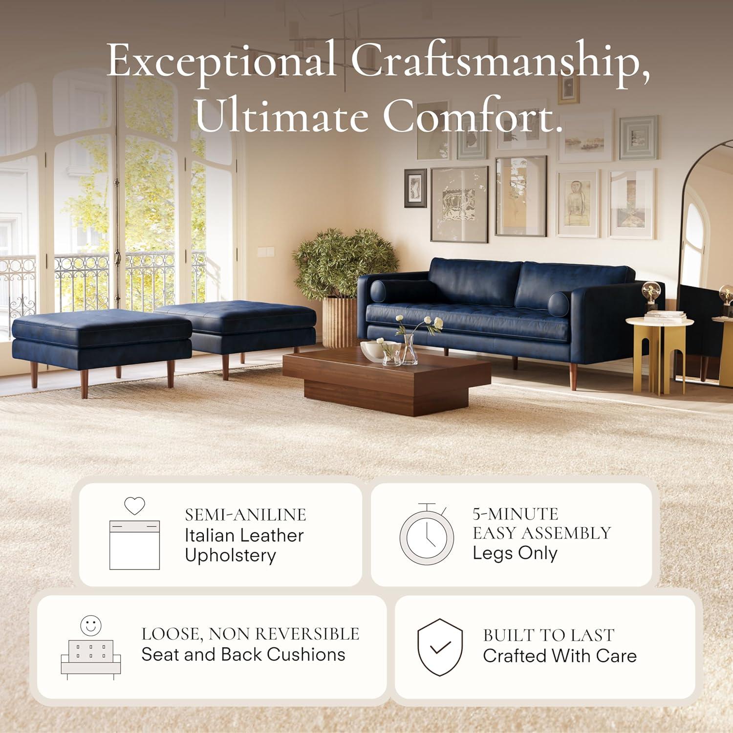 Athan Full-Grain Italian Genuine Leather Bench