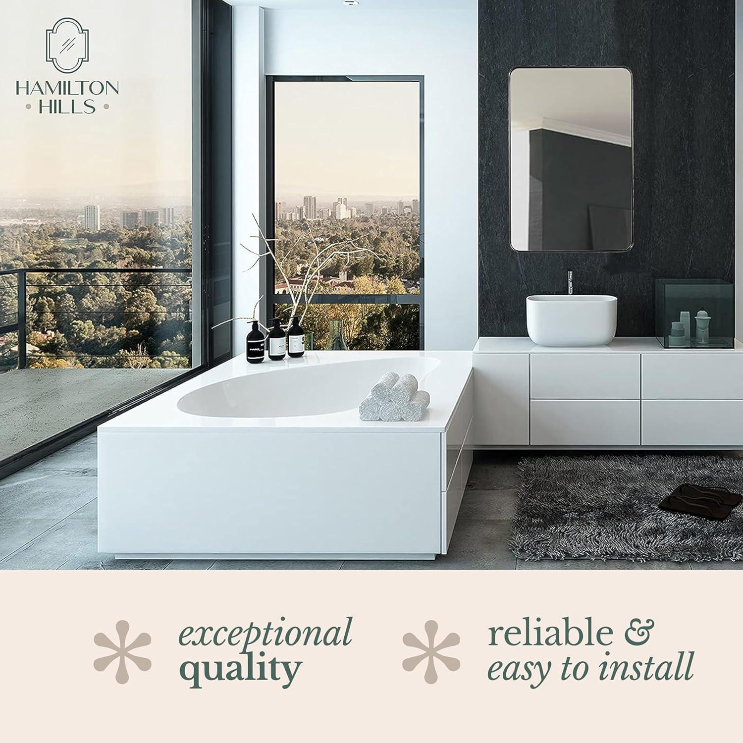 Hamilton Hills 24" x 36" Contemporary Metal Silver Framed Polished Rectangular Wall Mirror