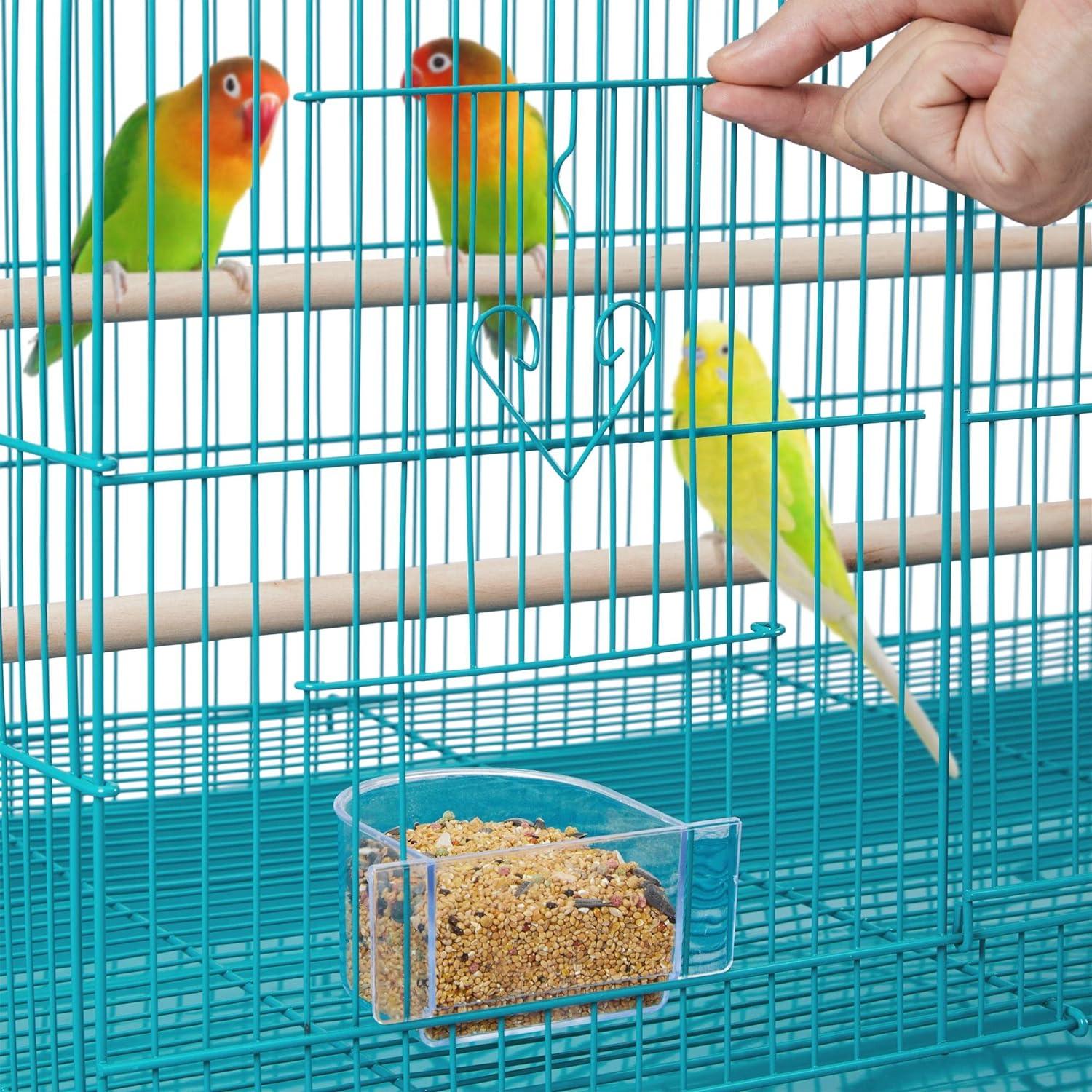 Teal Blue 47" Rolling Stand Flight Bird Cage with Slide-Out Tray