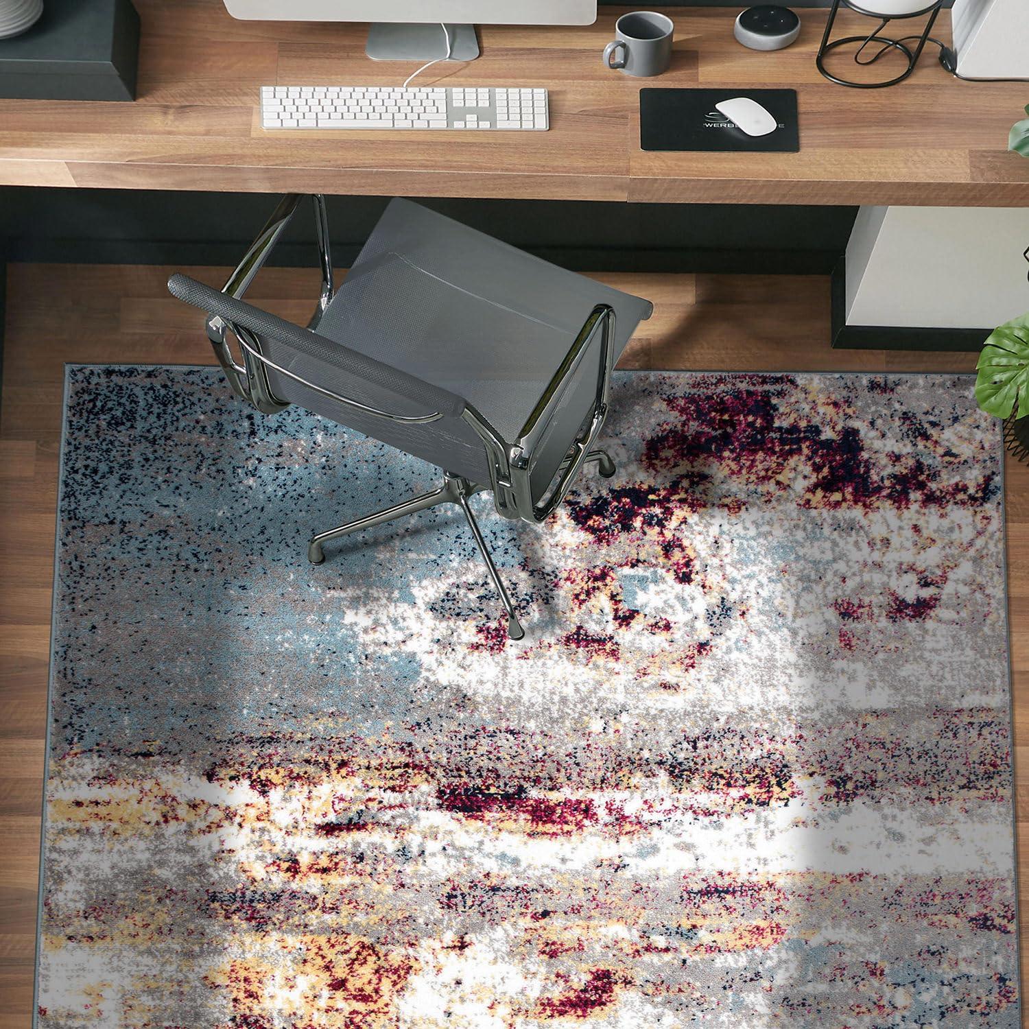 World Rug Gallery Distressed Abstract Watercolor Multi 5' x 7' Area Rug