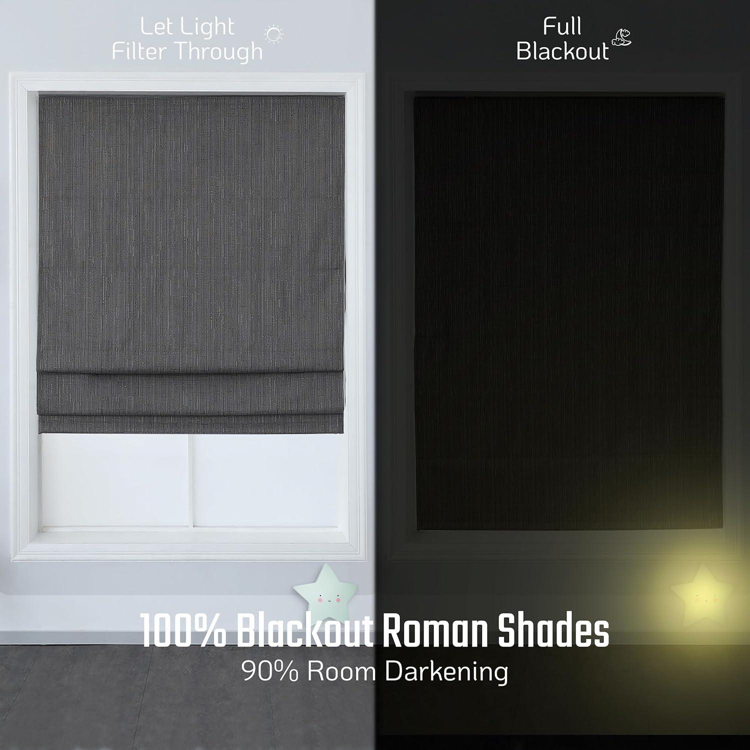 Cordless Blackout Fabric Roman Shades for Indoor Windows