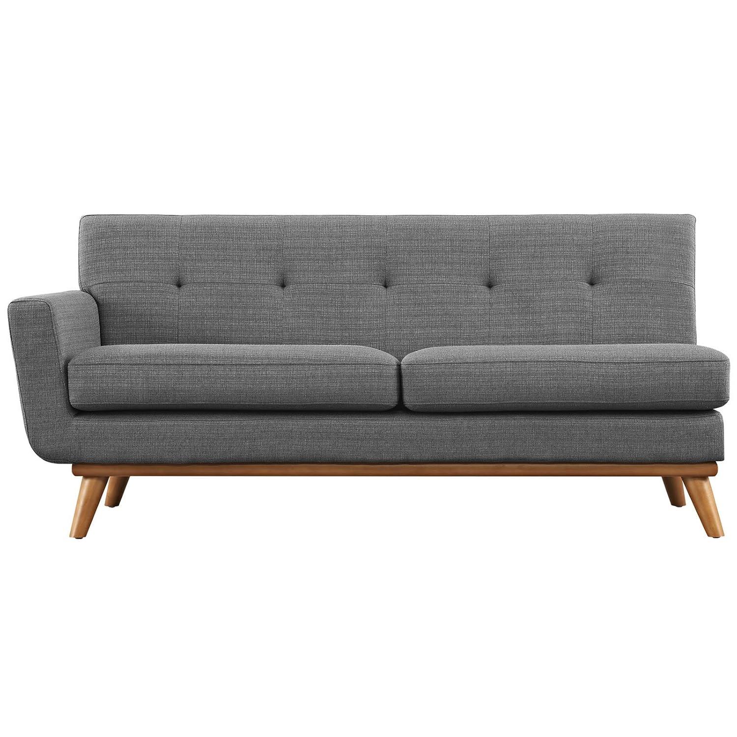 Modway Engage Left Arm Loveseat in Mid-Century Modern Upholstered Fabric Gray