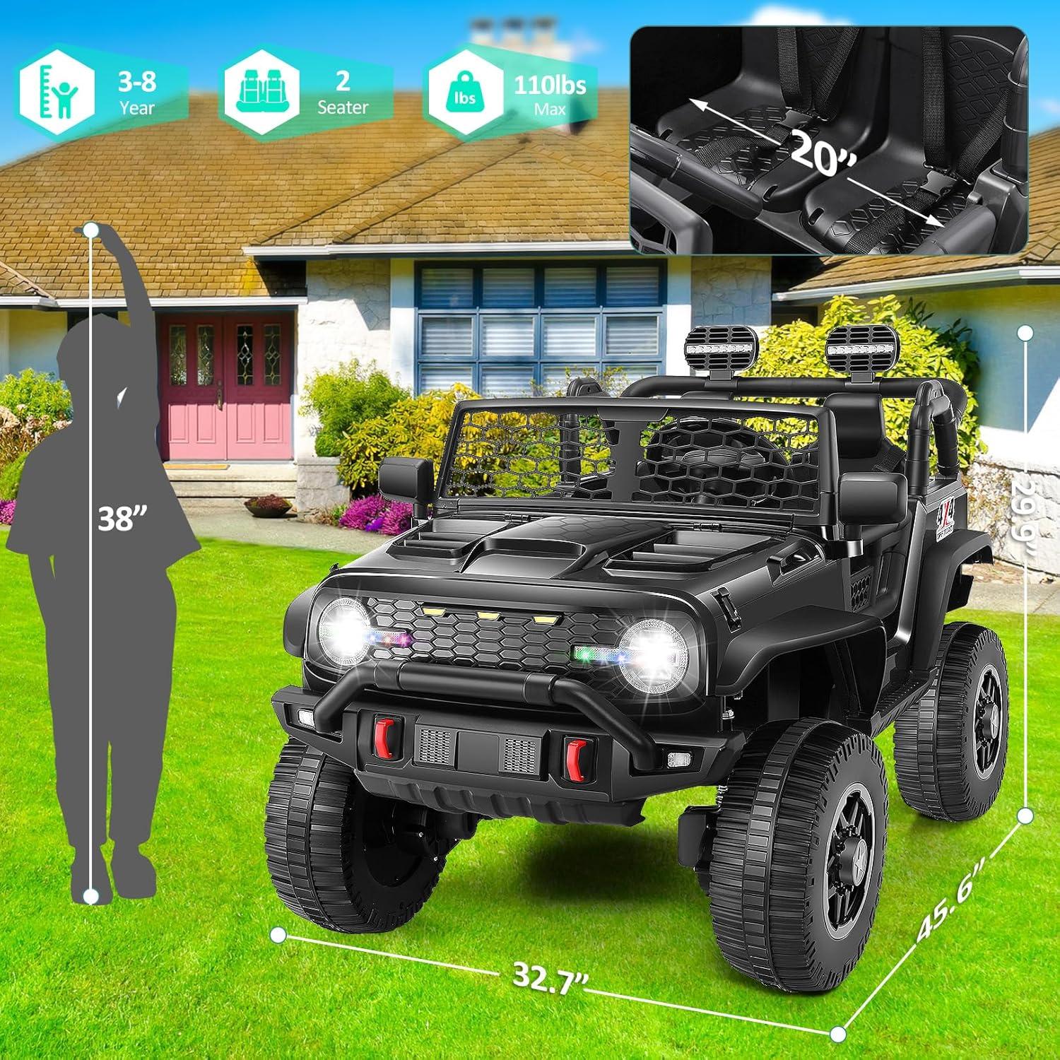 24V Black 2-Seater Electric SUV Ride-On Car with Remote Control