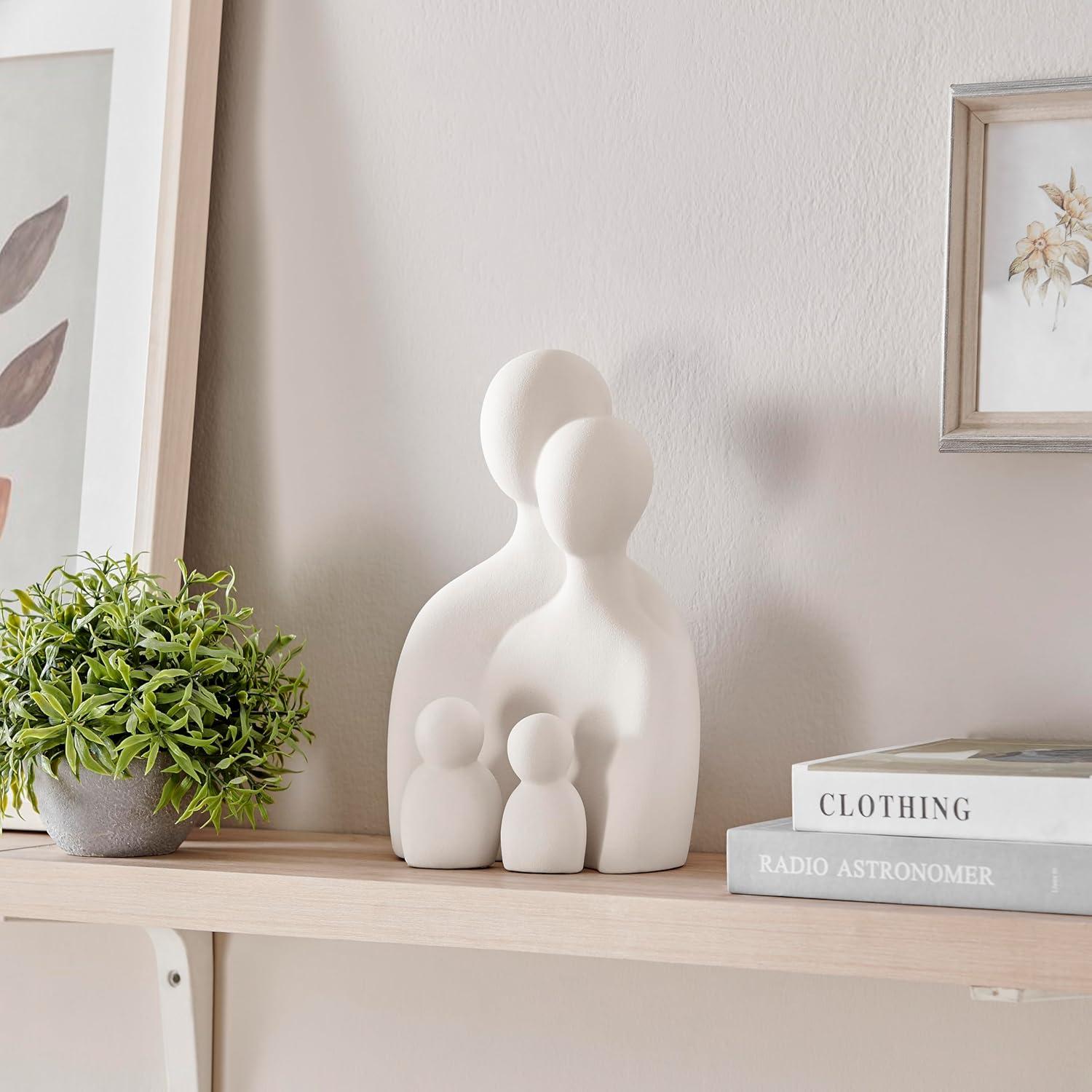 Hans Cream Abstract Nesting Three Piece Family Of 4 Decorative Accent Matte Ceramic Sculpture Figure Set